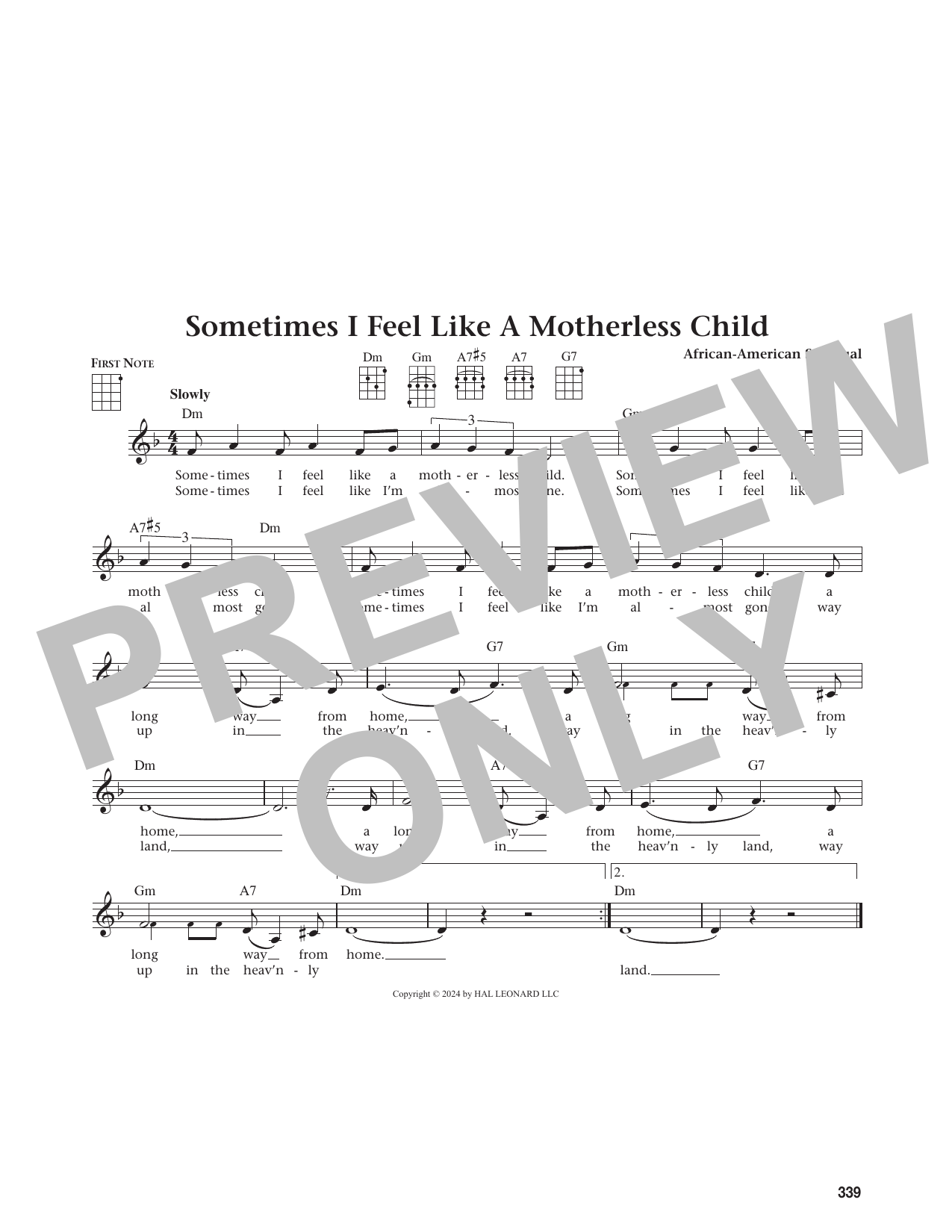 Sometimes I Feel Like A Motherless Child (from The Daily Ukulele)