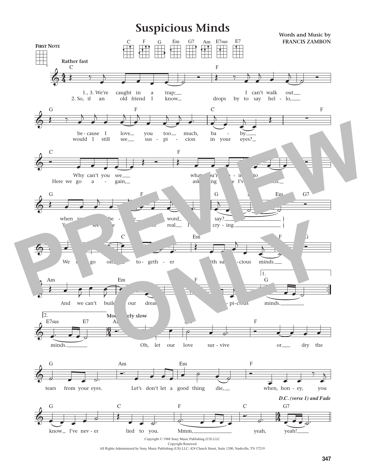 Suspicious Minds (from The Daily Ukulele)