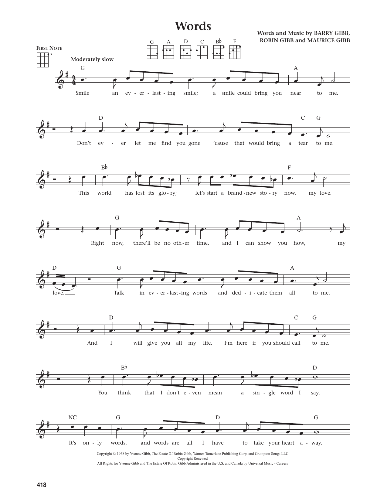 Words (arr. from The Daily Ukulele)