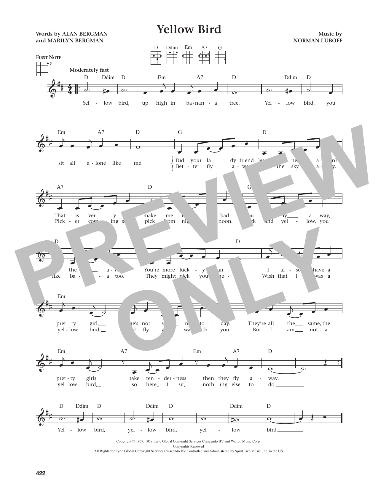 Yellow Bird (arr. from The Daily Ukulele)