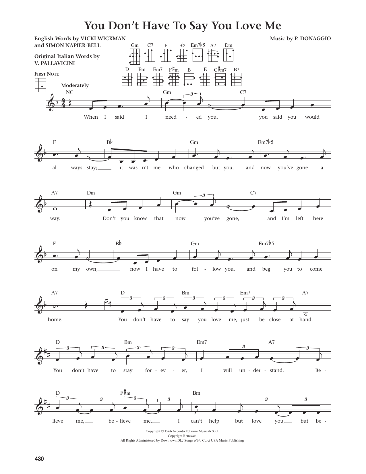 You Don't Have To Say You Love Me (from The Daily Ukulele)