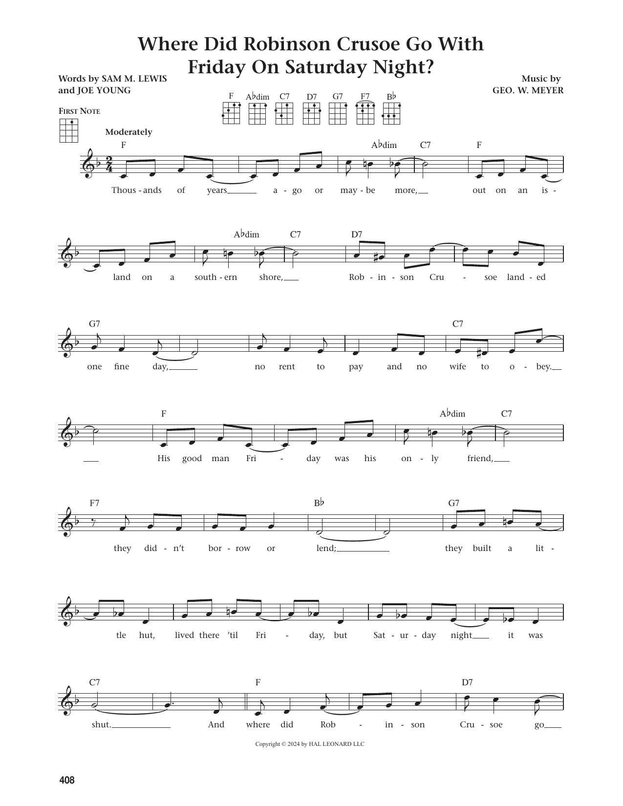 Where Did Robinson Crusoe Go With Friday On Saturday Night? (from The Daily Ukulele)