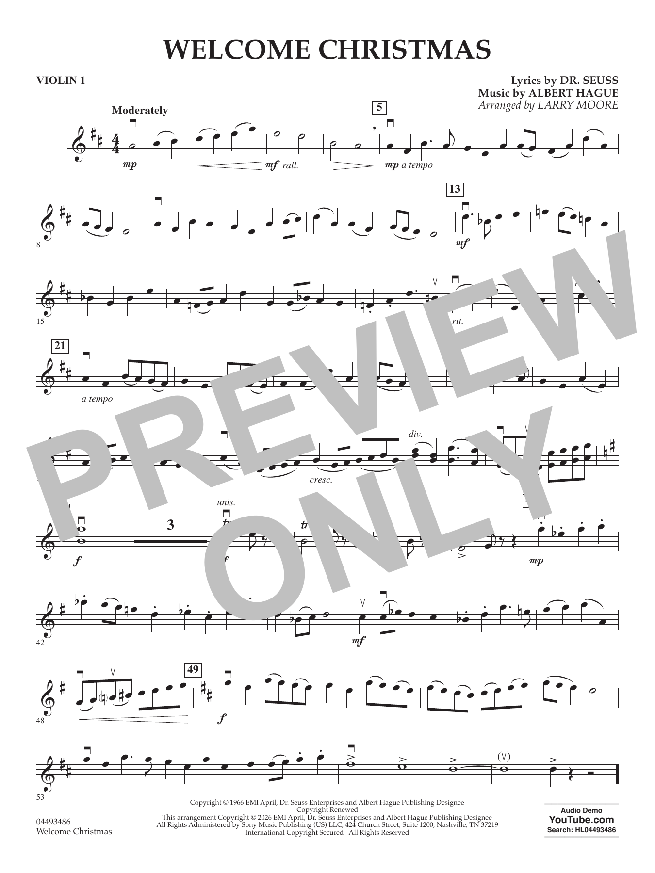 Welcome Christmas (arr. Larry Moore) - Violin 1