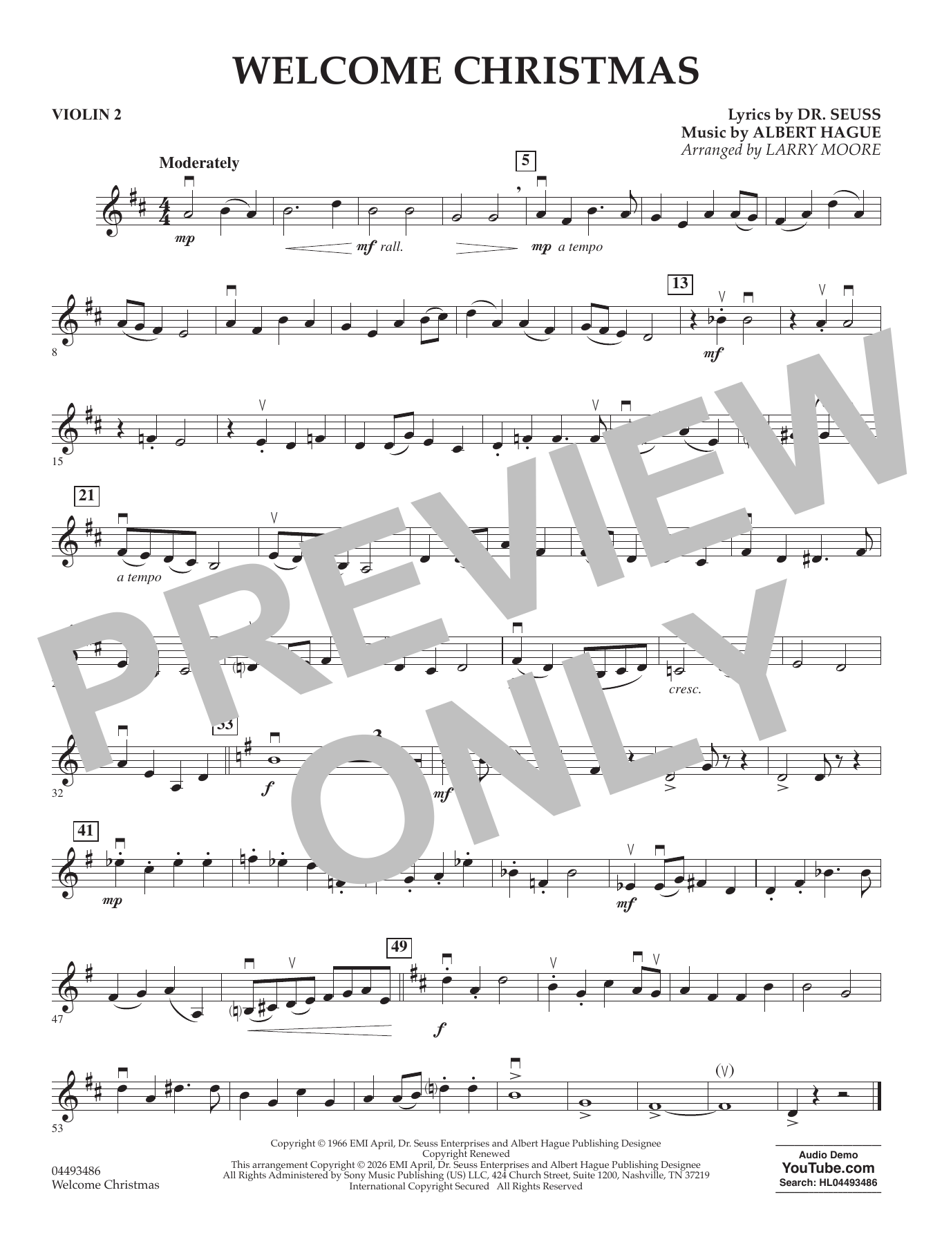 Welcome Christmas (arr. Larry Moore) - Violin 2