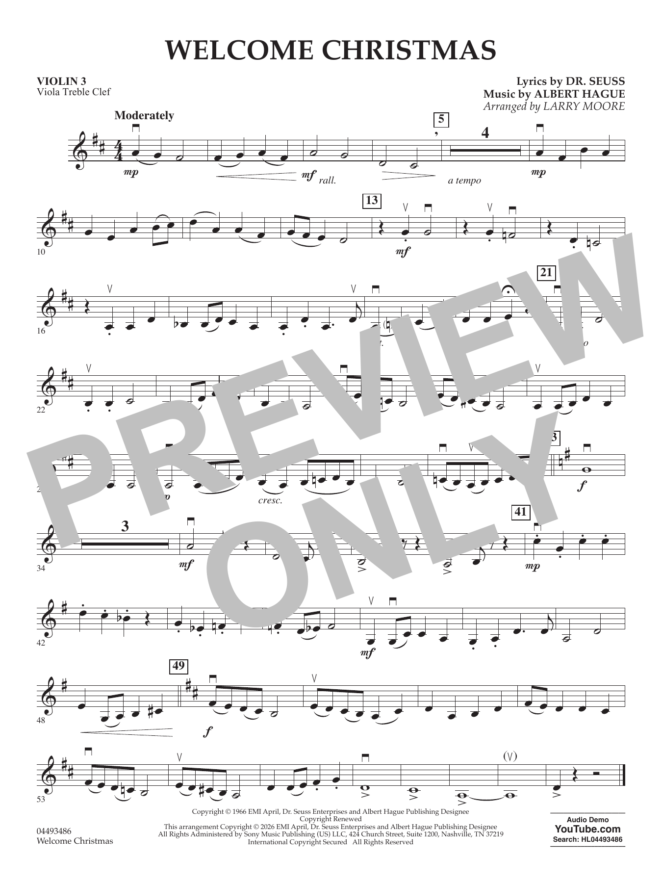 Welcome Christmas (arr. Larry Moore) - Violin 3 (Viola T.C.)