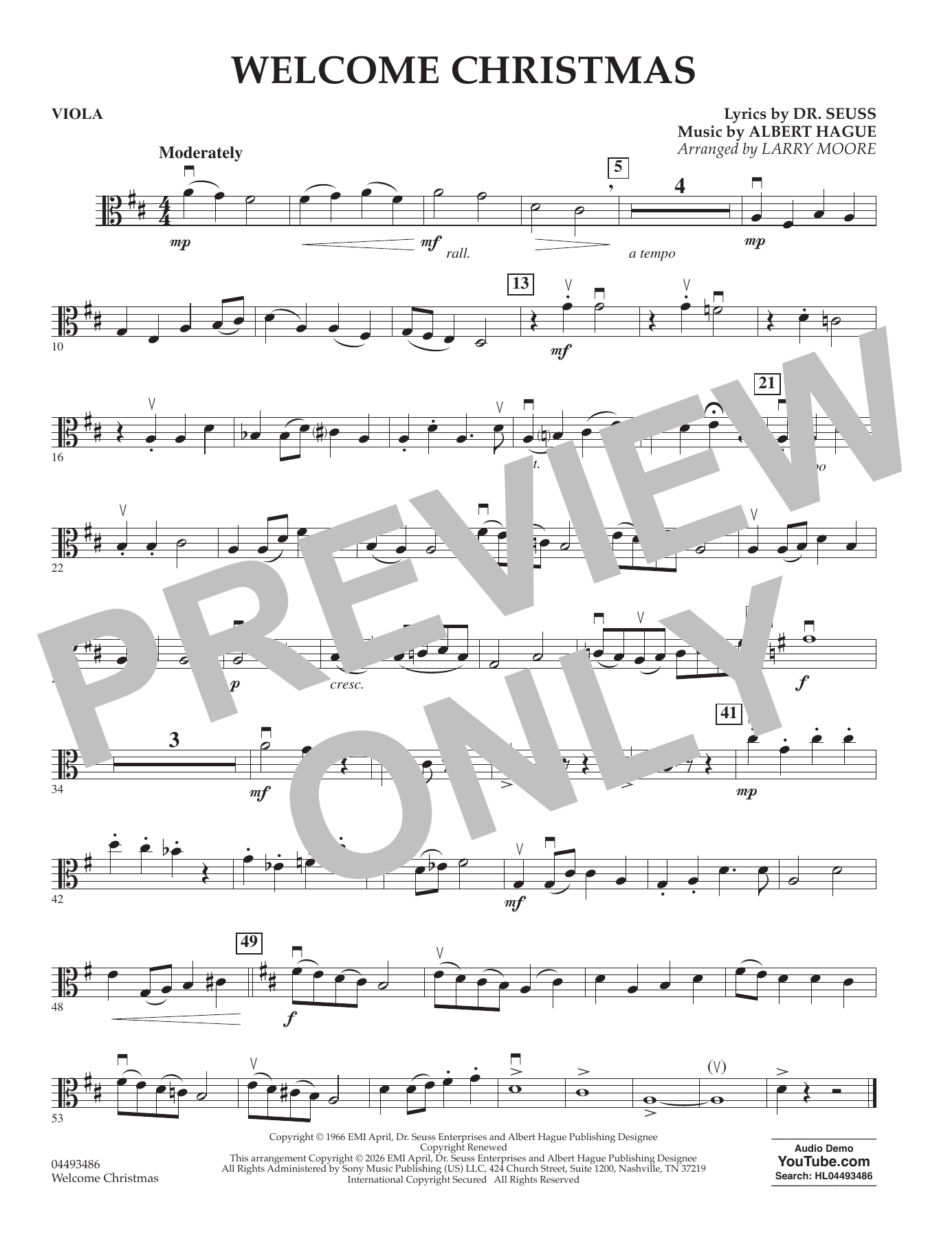 Welcome Christmas (arr. Larry Moore) - Viola