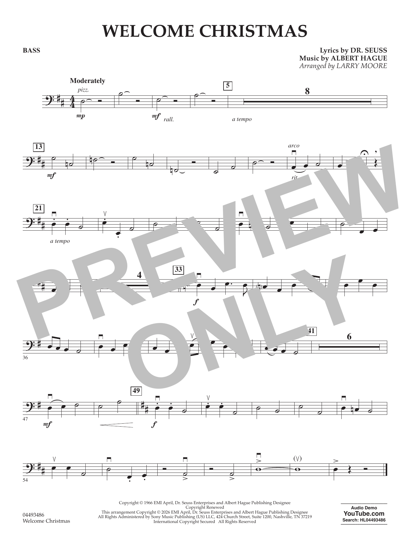 Welcome Christmas (arr. Larry Moore) - String Bass