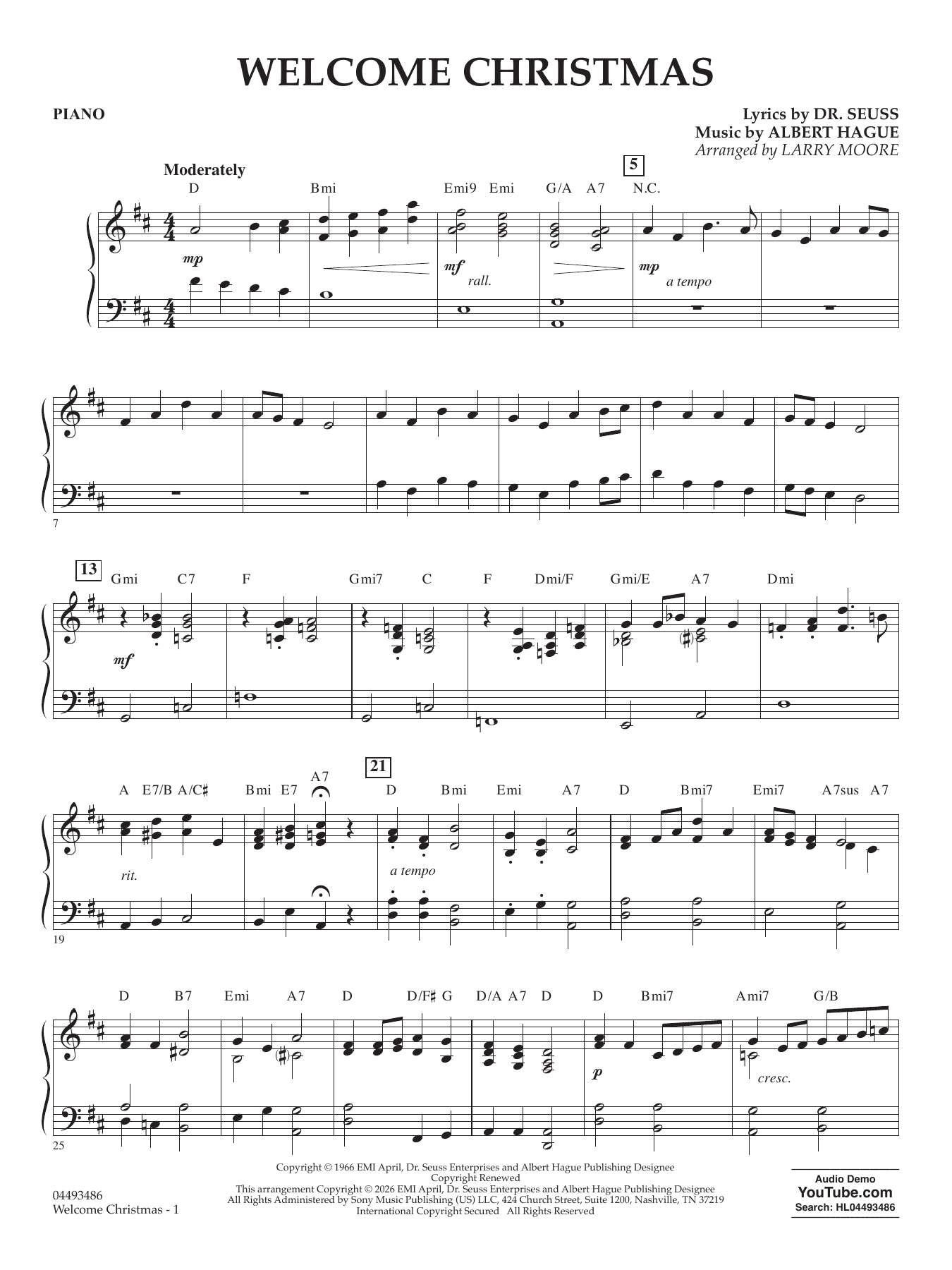 Welcome Christmas (arr. Larry Moore) - Piano
