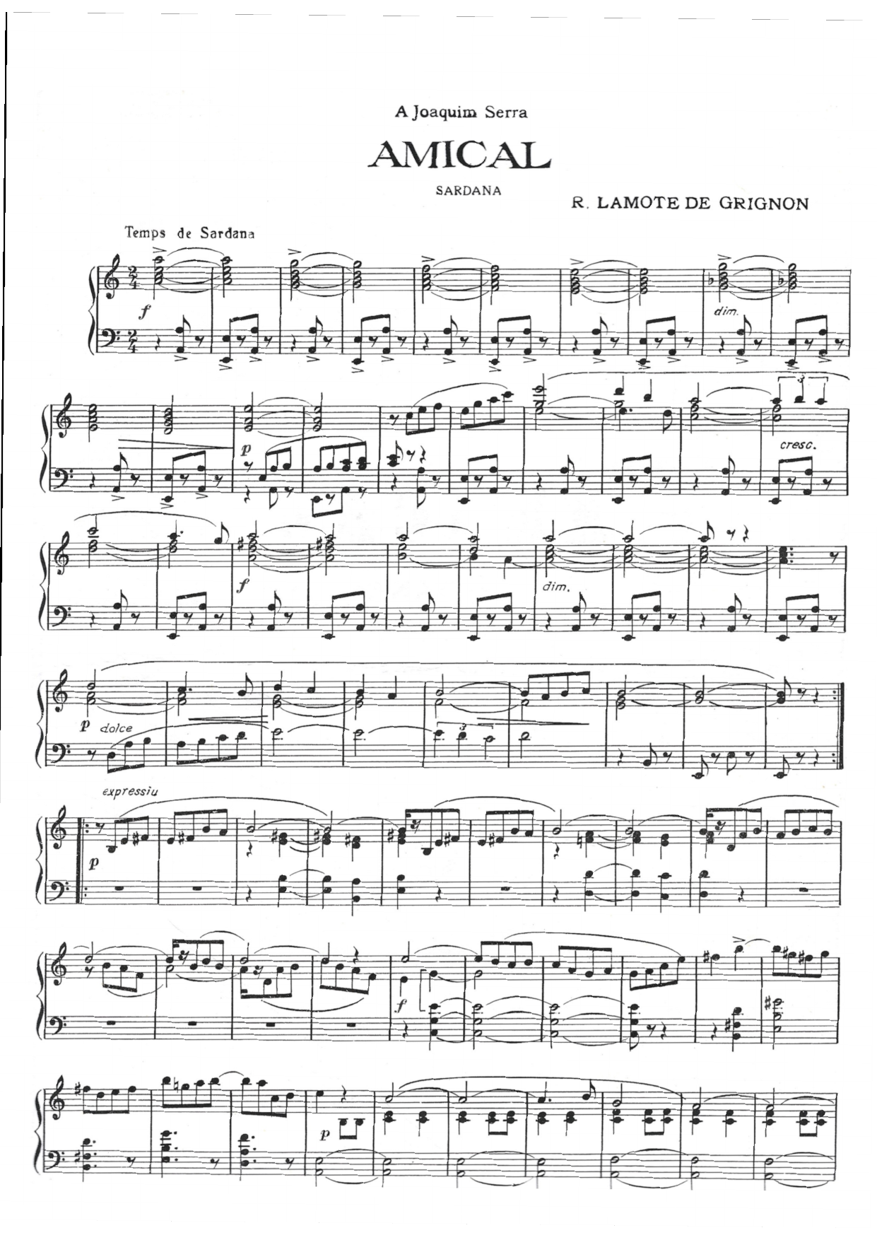 Amical: Piano Solo