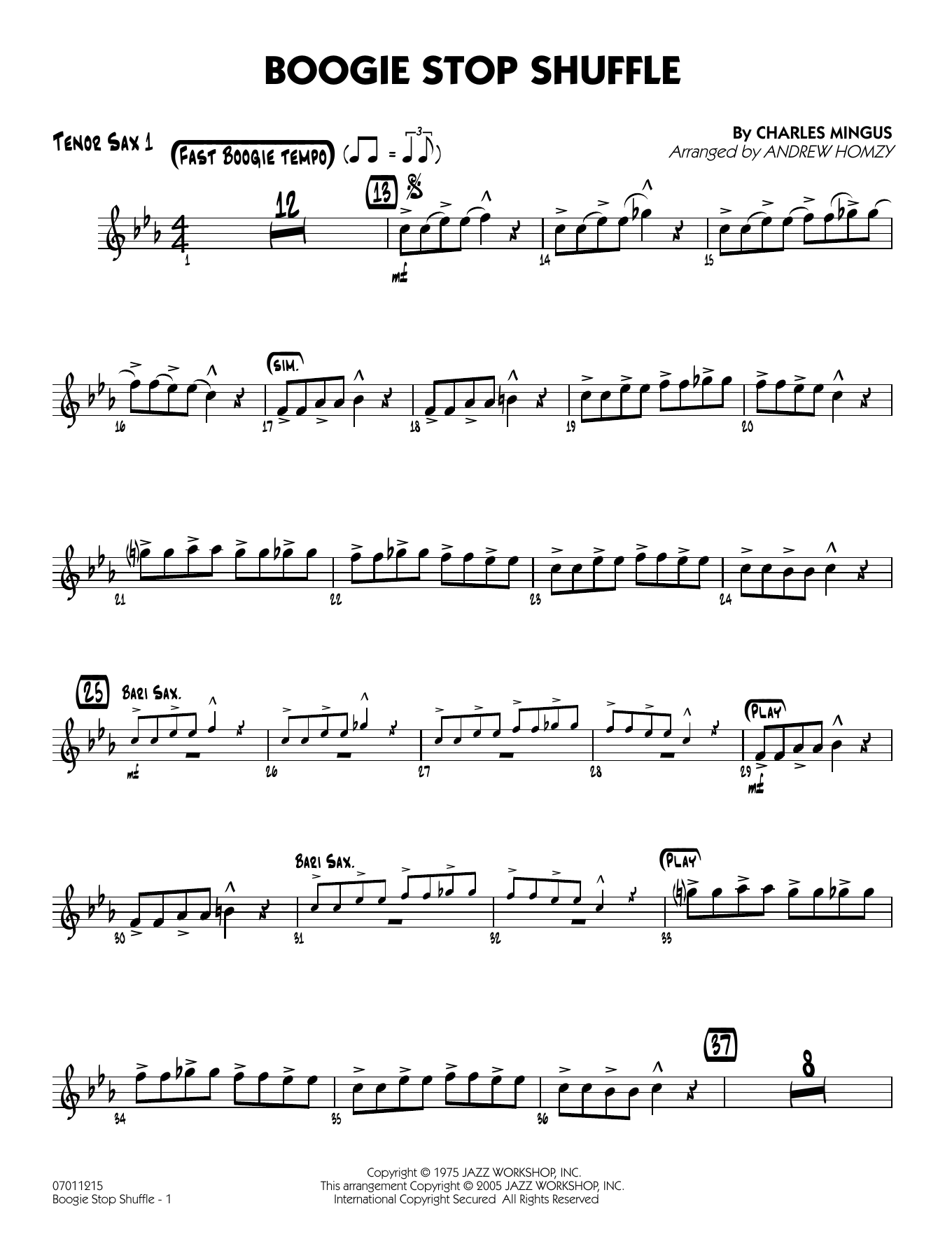 Boogie Stop Shuffle (arr. Andrew Homzy) - Tenor Sax 1