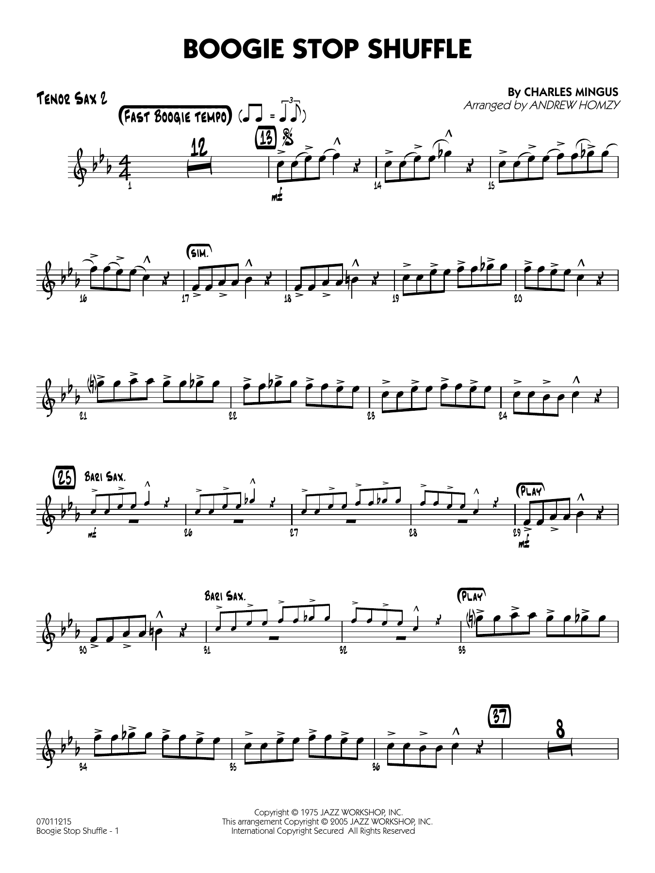 Boogie Stop Shuffle (arr. Andrew Homzy) - Tenor Sax 2