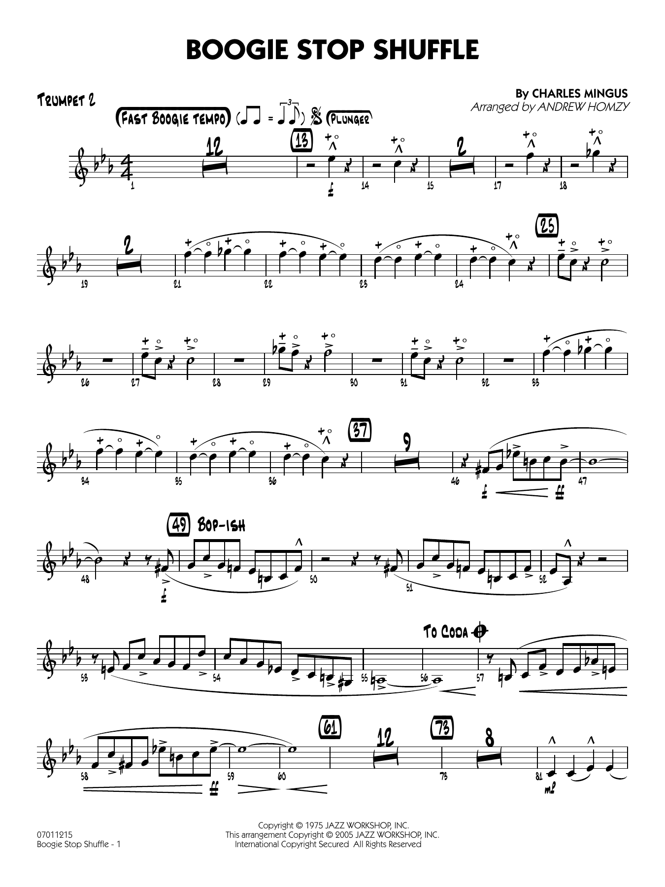 Boogie Stop Shuffle (arr. Andrew Homzy) - Trumpet 2