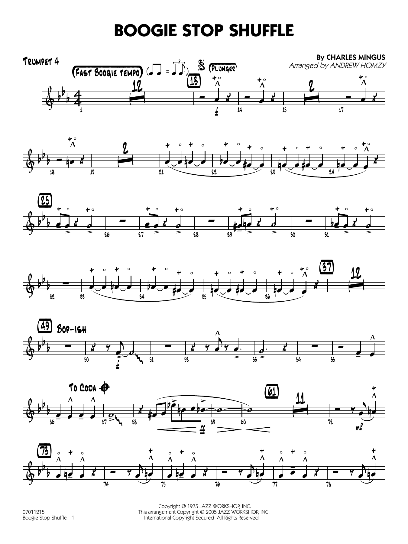 Boogie Stop Shuffle (arr. Andrew Homzy) - Trumpet 4