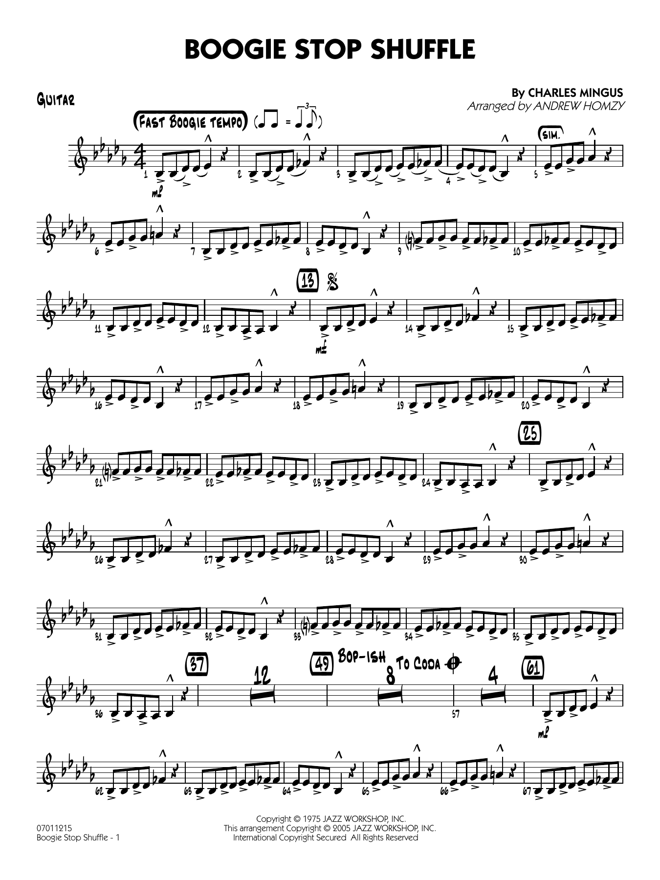 Boogie Stop Shuffle (arr. Andrew Homzy) - Guitar