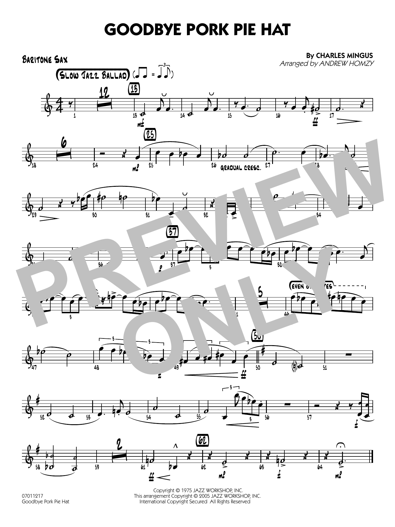 Goodbye Pork Pie Hat (arr. Andrew Homzy) - Baritone Sax
