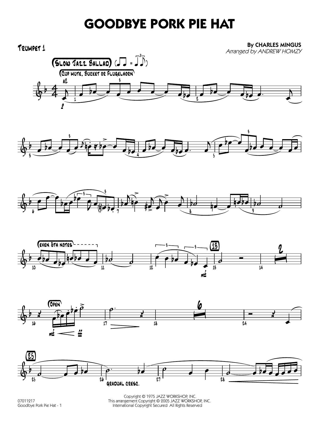 Goodbye Pork Pie Hat (arr. Andrew Homzy) - Trumpet 1