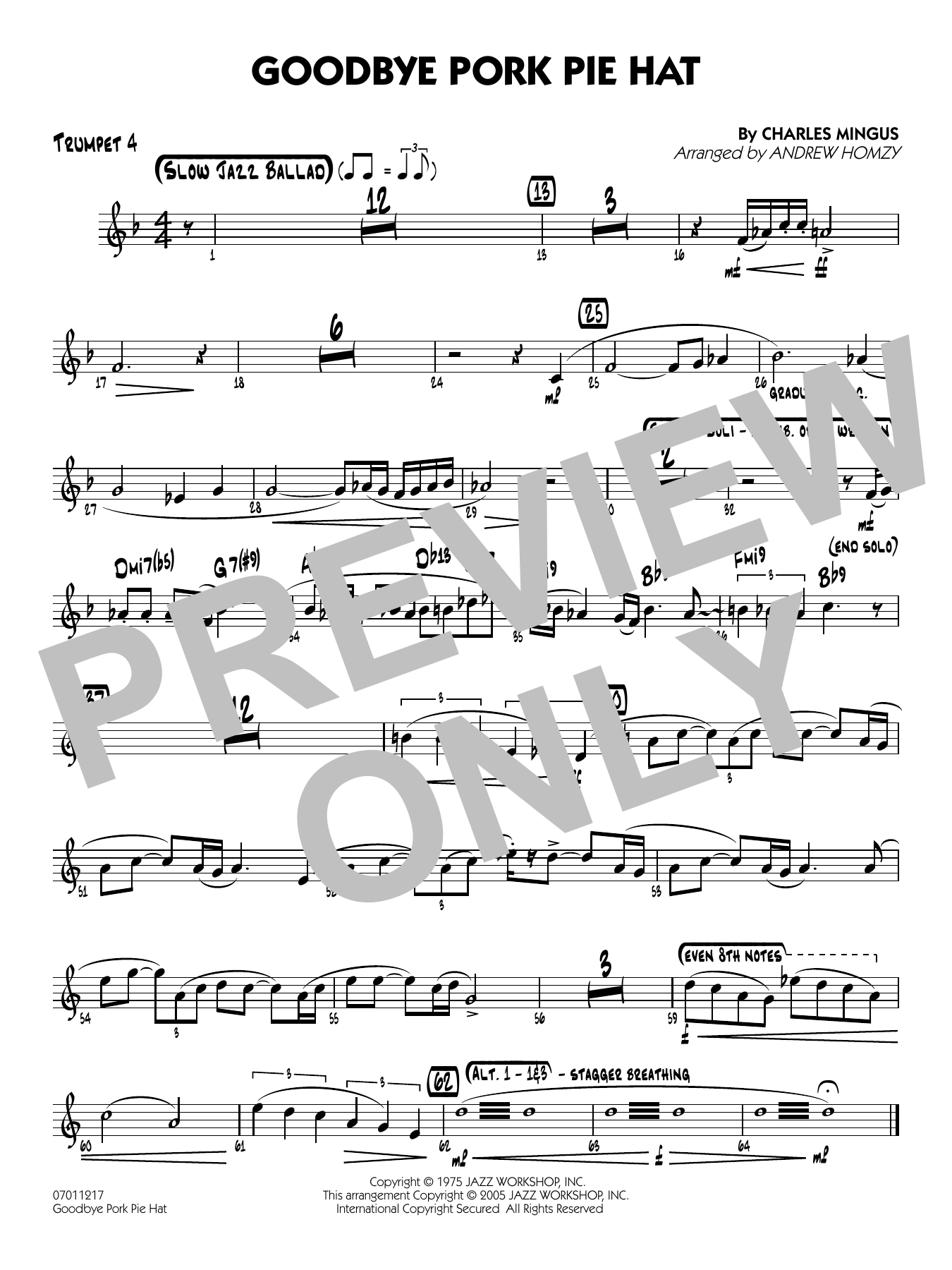 Goodbye Pork Pie Hat (arr. Andrew Homzy) - Trumpet 4