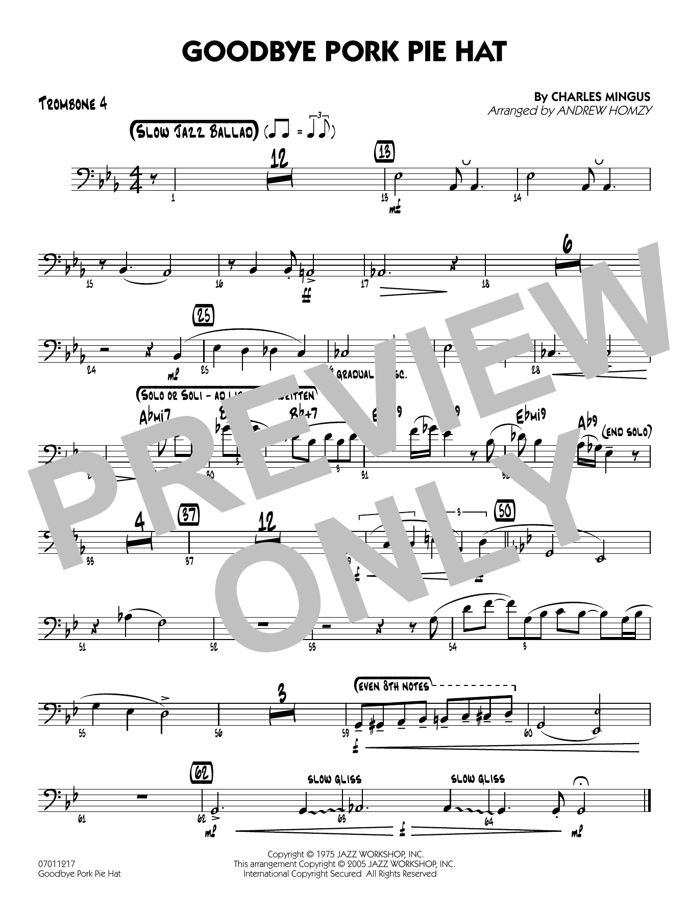 Goodbye Pork Pie Hat (arr. Andrew Homzy) - Trombone 4