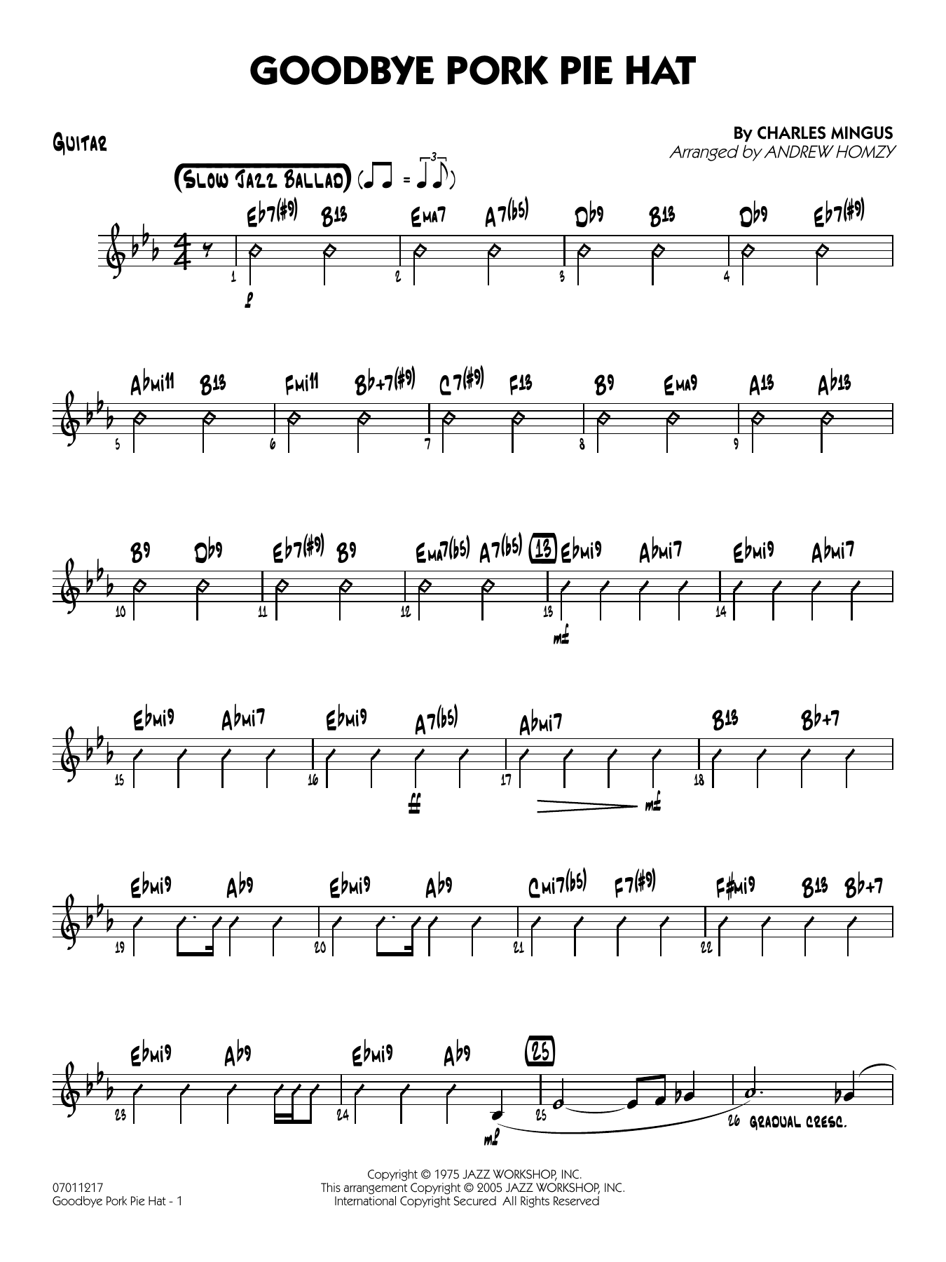 Goodbye Pork Pie Hat (arr. Andrew Homzy) - Guitar