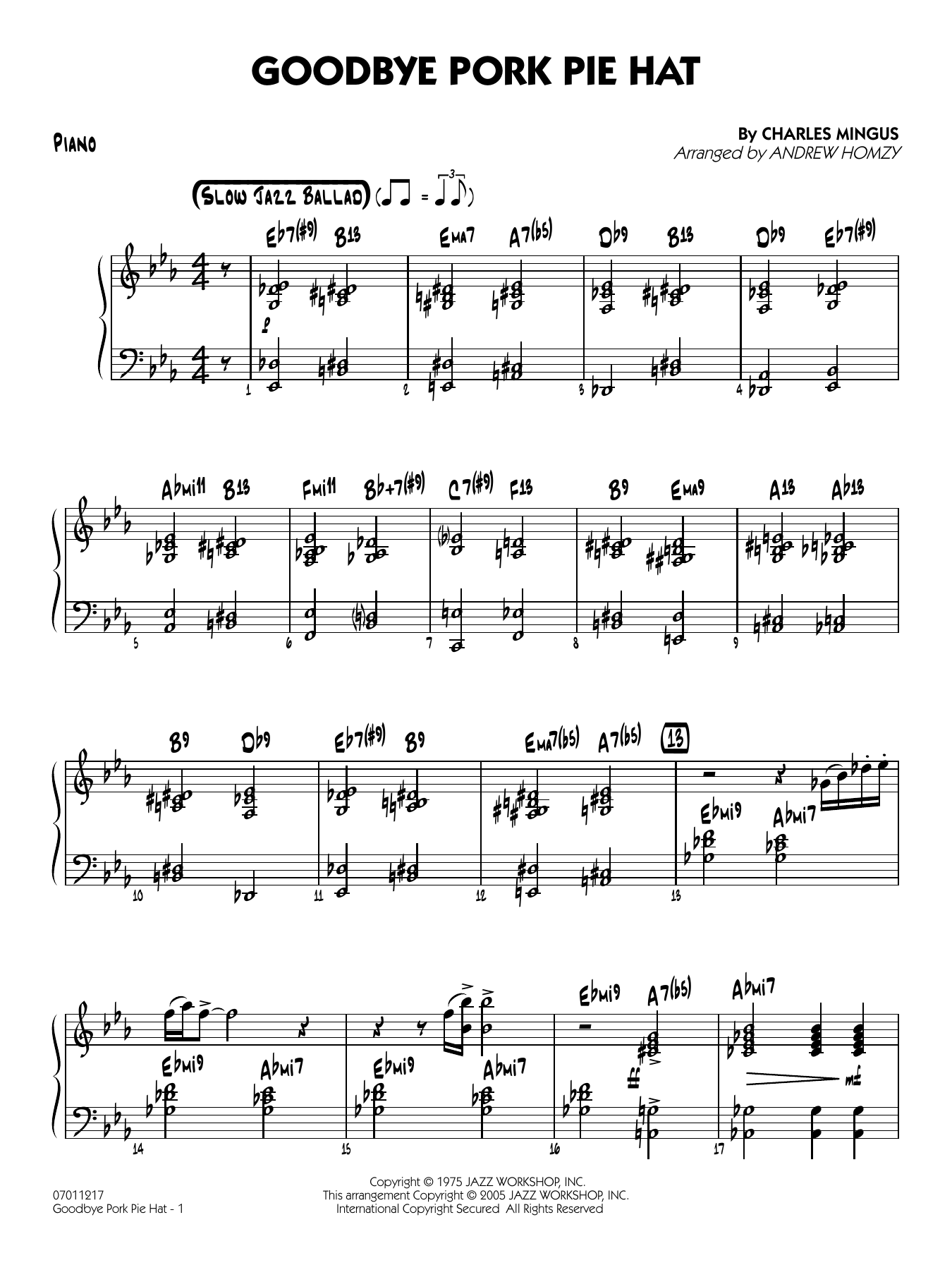 Goodbye Pork Pie Hat (arr. Andrew Homzy) - Piano