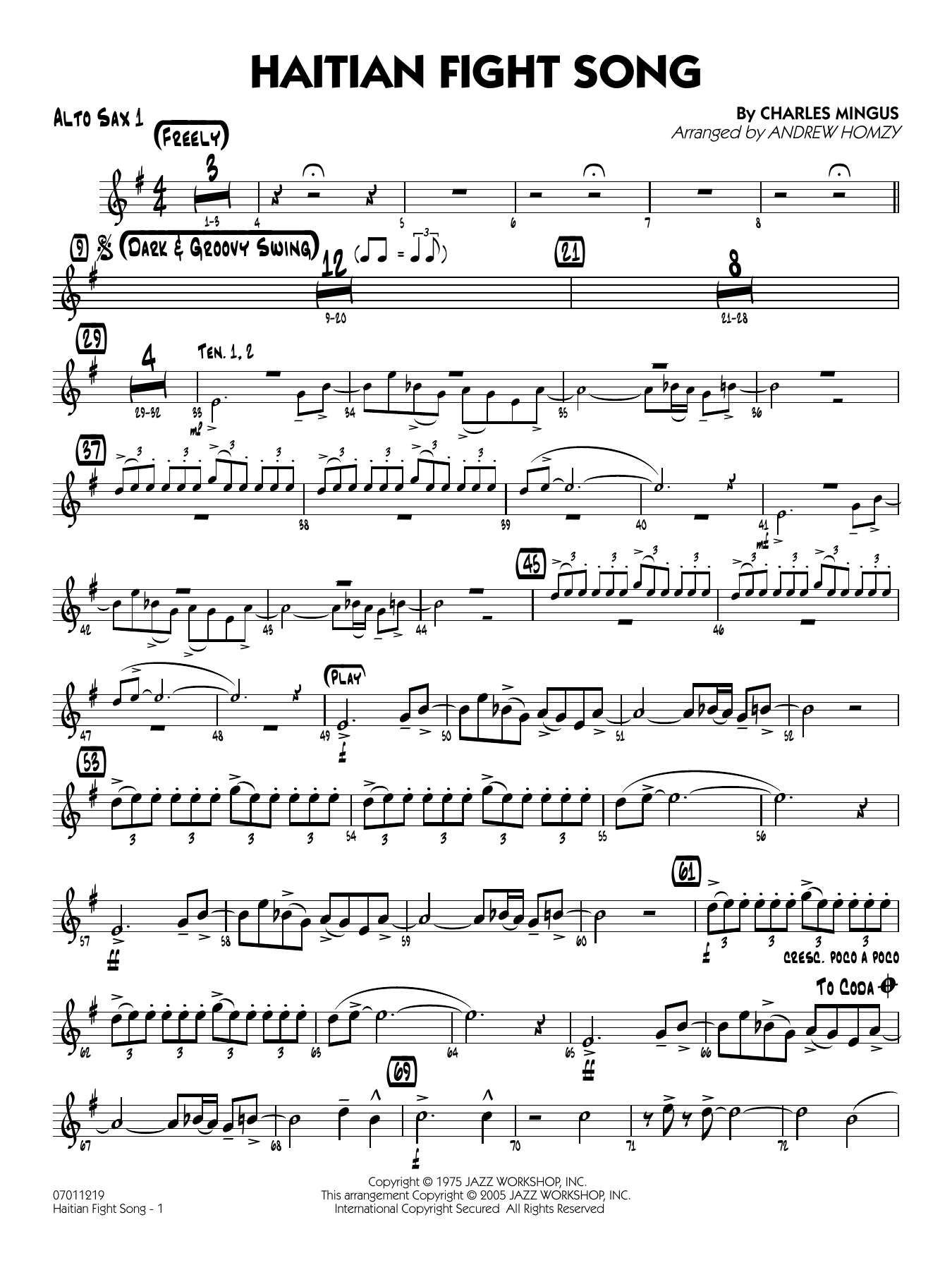 Haitian Fight Song (arr. Andrew Homzy) - Alto Sax 1