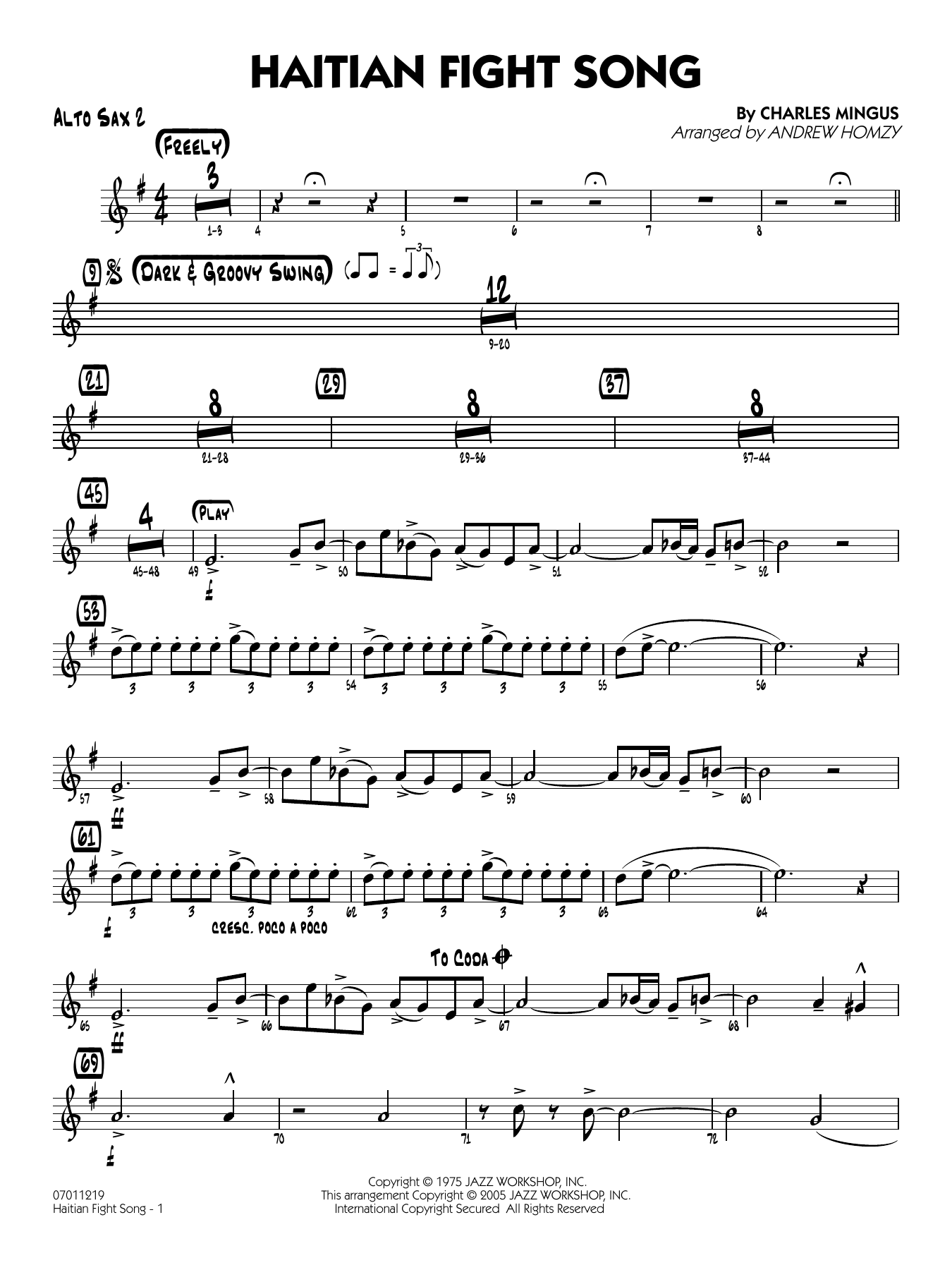 Haitian Fight Song (arr. Andrew Homzy) - Alto Sax 2