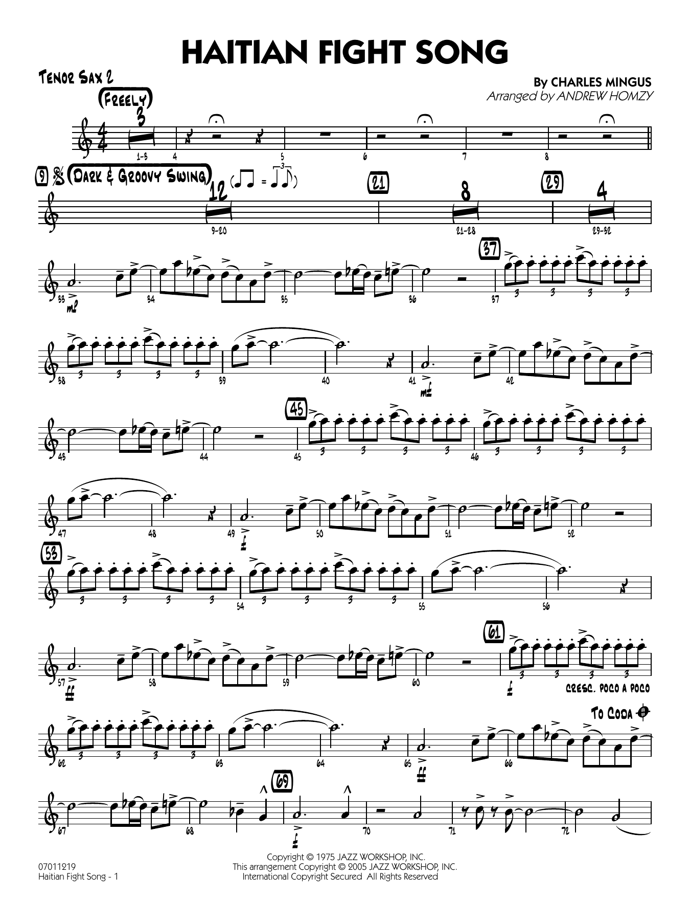 Haitian Fight Song (arr. Andrew Homzy) - Tenor Sax 2