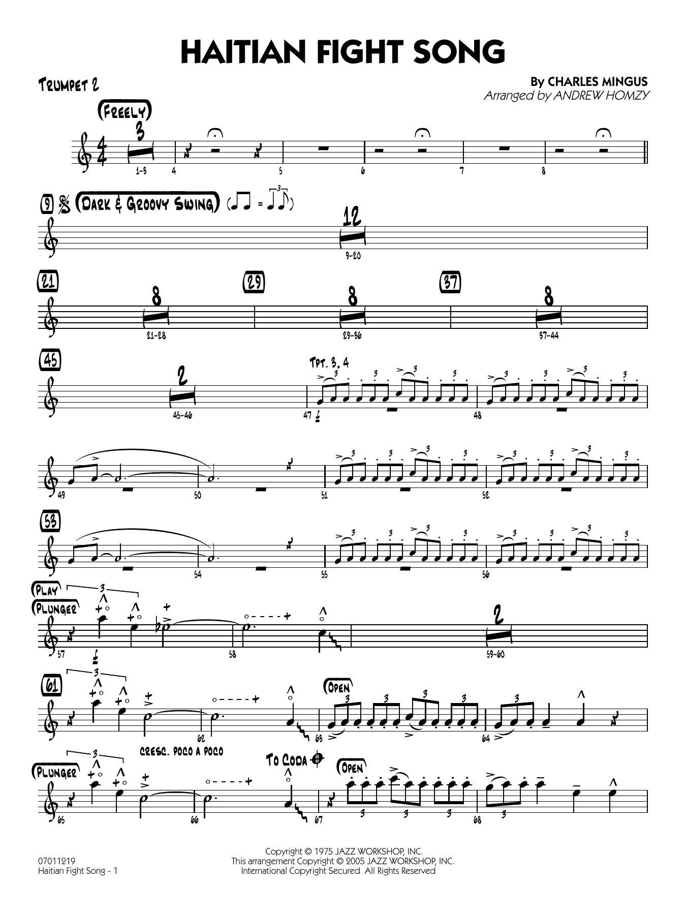 Haitian Fight Song (arr. Andrew Homzy) - Trumpet 2