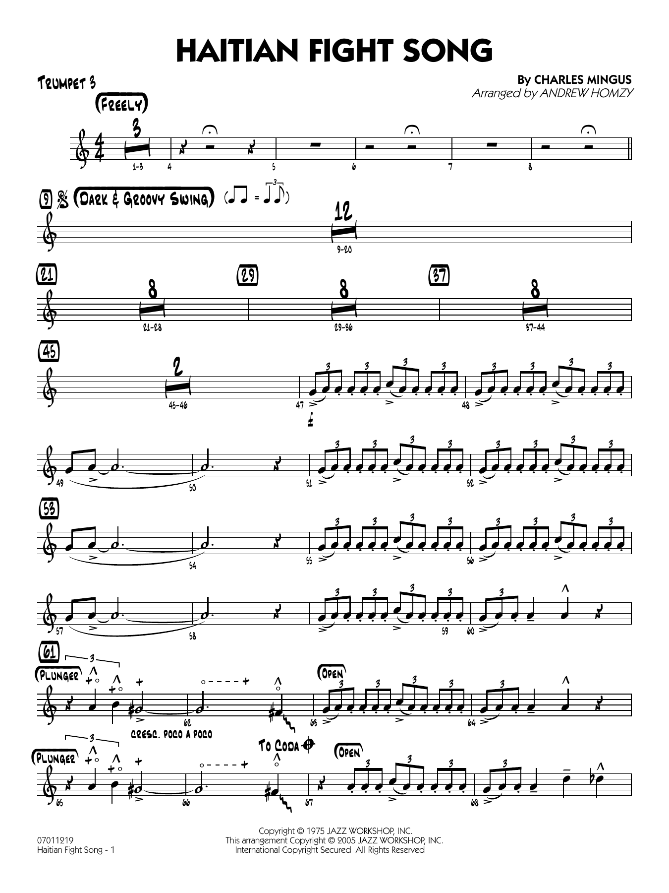 Haitian Fight Song (arr. Andrew Homzy) - Trumpet 3