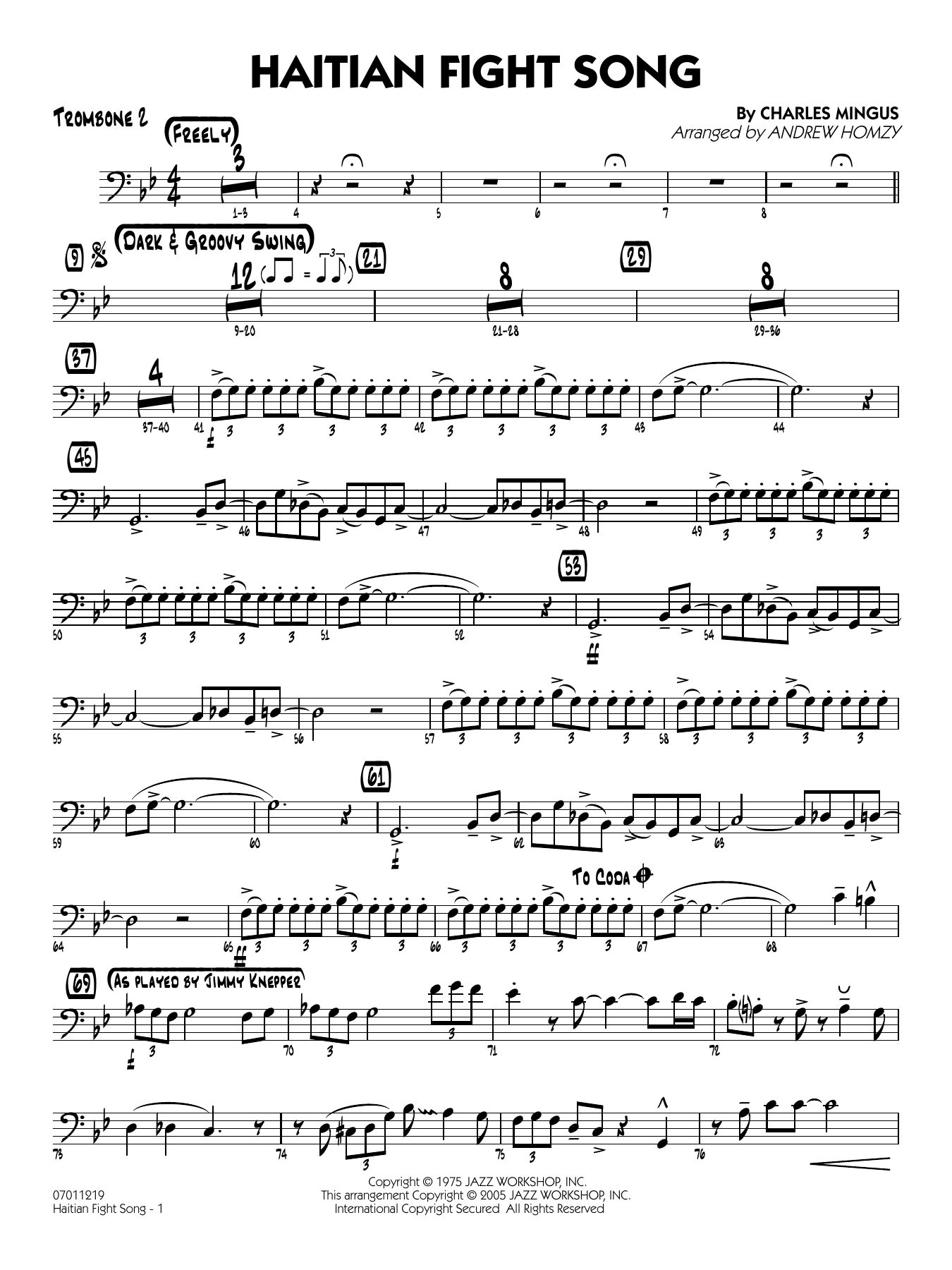Haitian Fight Song (arr. Andrew Homzy) - Trombone 2