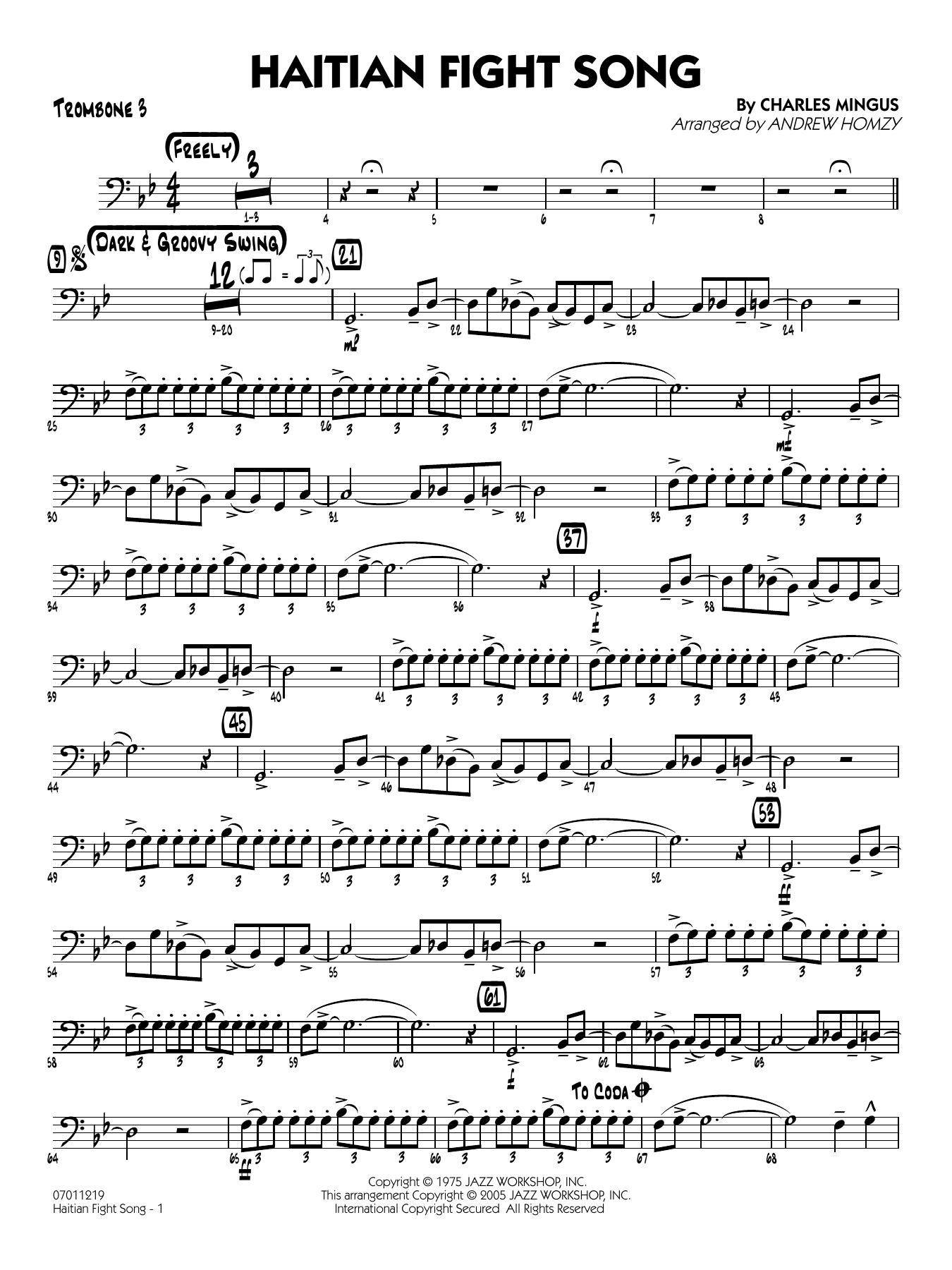 Haitian Fight Song (arr. Andrew Homzy) - Trombone 3