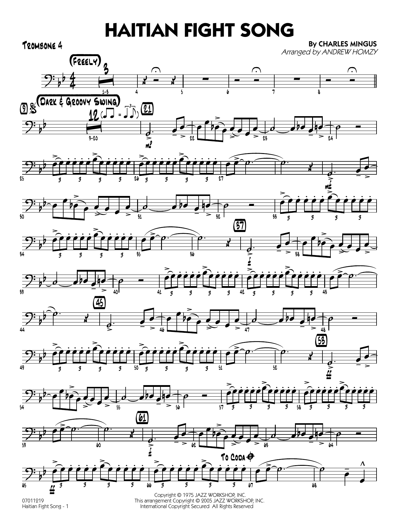 Haitian Fight Song (arr. Andrew Homzy) - Trombone 4