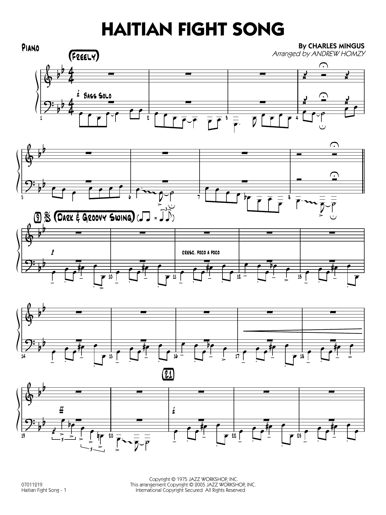 Haitian Fight Song (arr. Andrew Homzy) - Piano