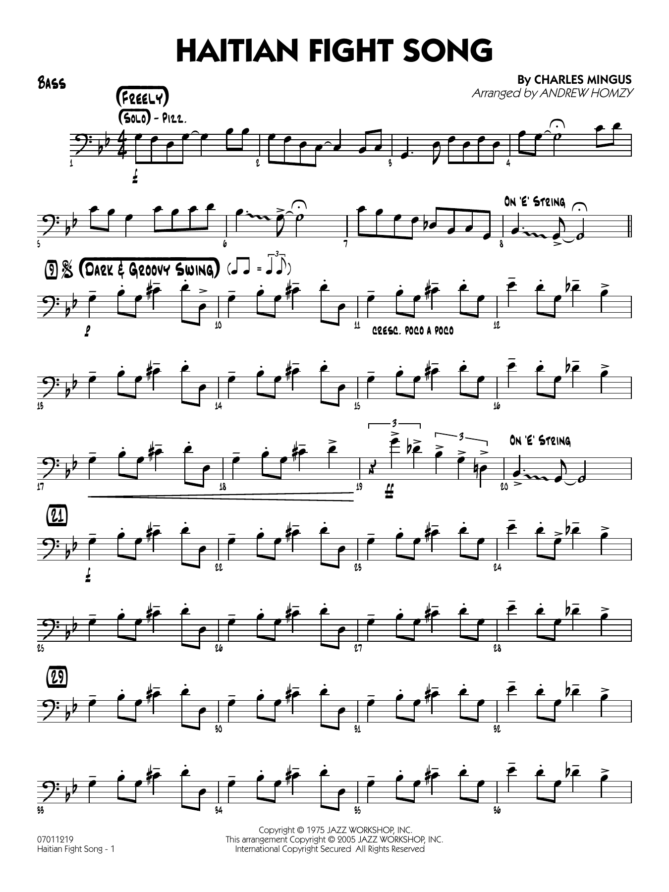 Haitian Fight Song (arr. Andrew Homzy) - Bass