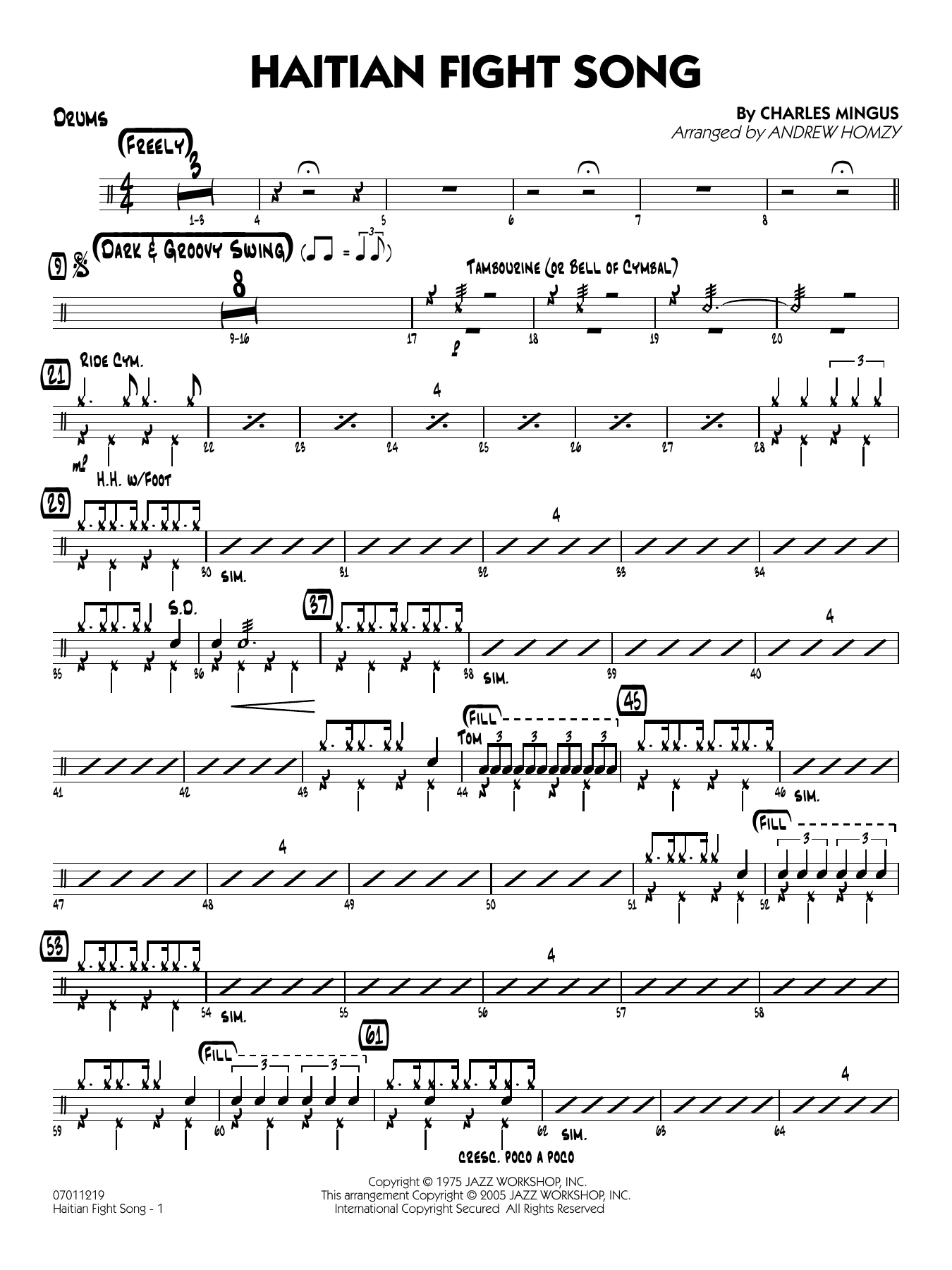 Haitian Fight Song (arr. Andrew Homzy) - Drums