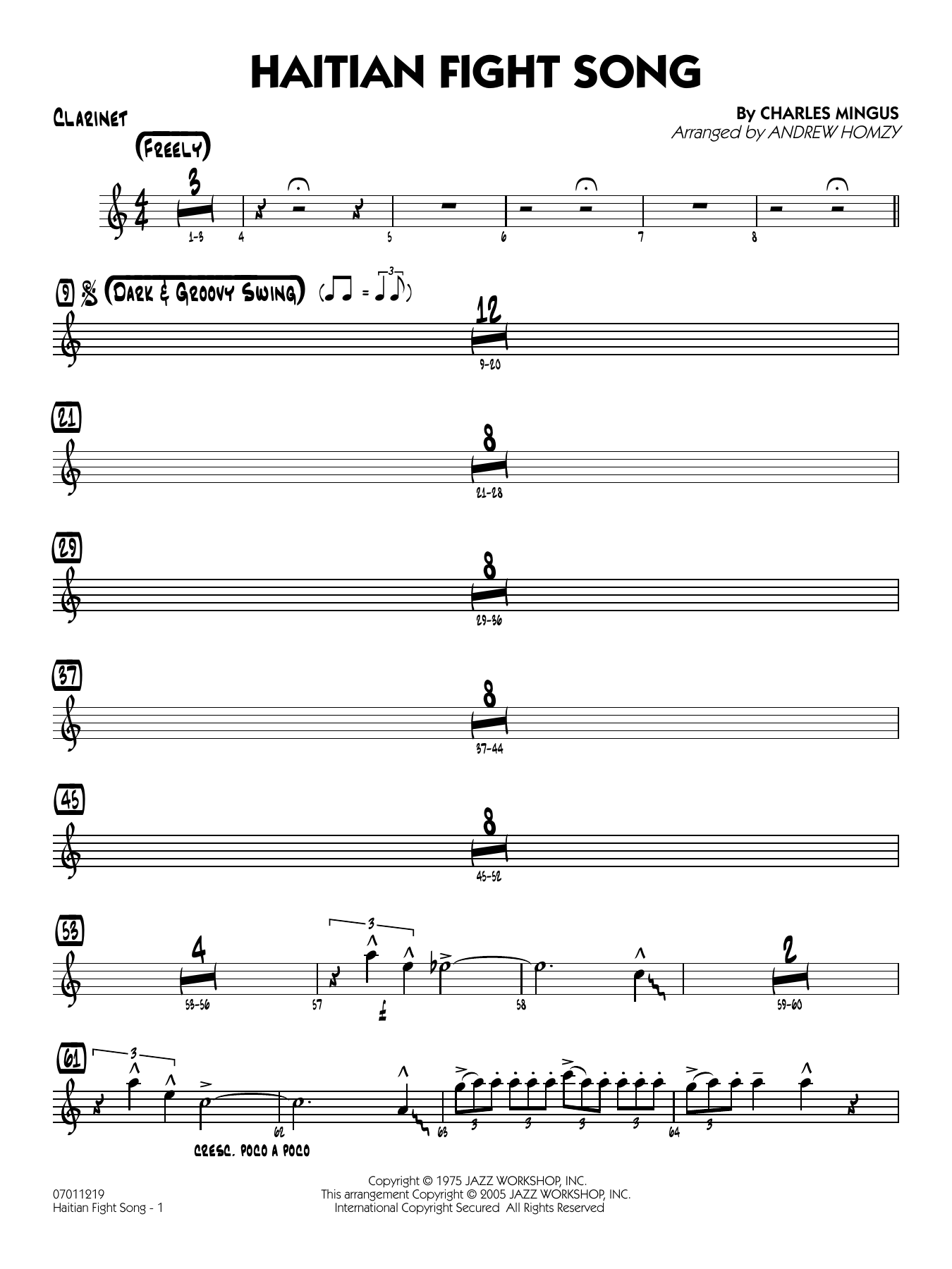 Haitian Fight Song (arr. Andrew Homzy) - Clarinet