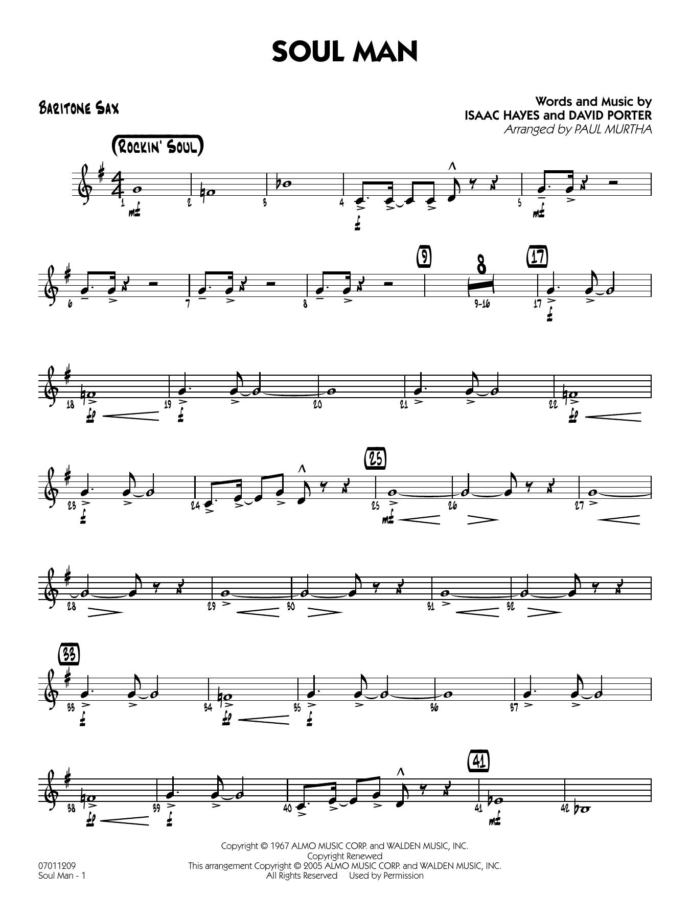 Soul Man (arr. Paul Murtha) - Baritone Sax
