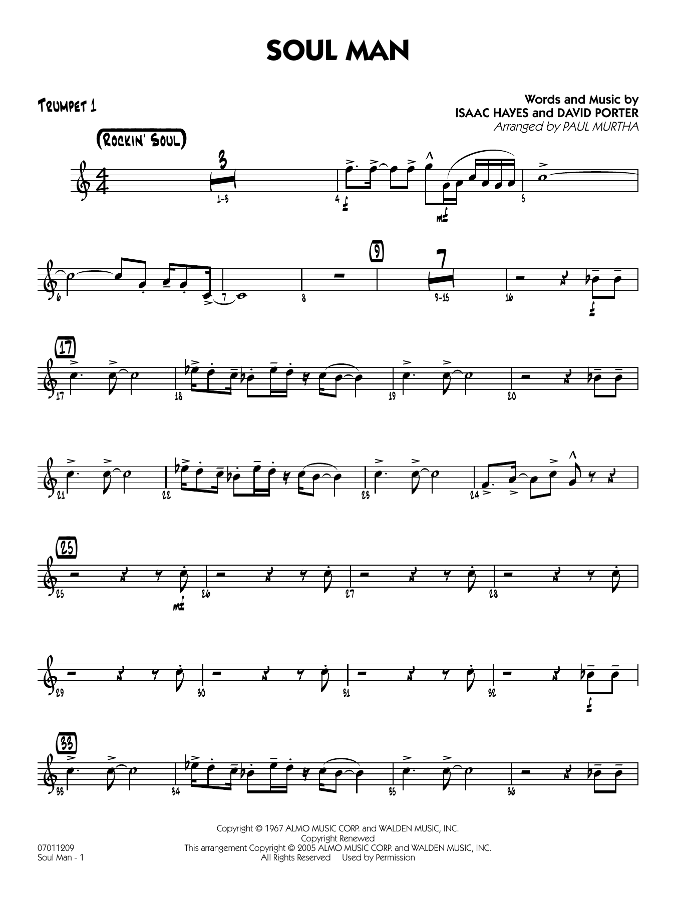 Soul Man (arr. Paul Murtha) - Trumpet 1