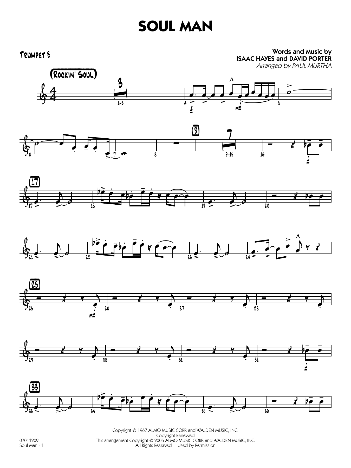 Soul Man (arr. Paul Murtha) - Trumpet 3