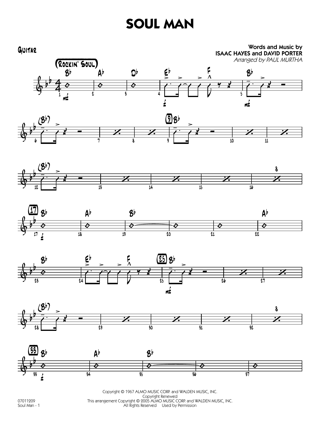 Soul Man (arr. Paul Murtha) - Guitar