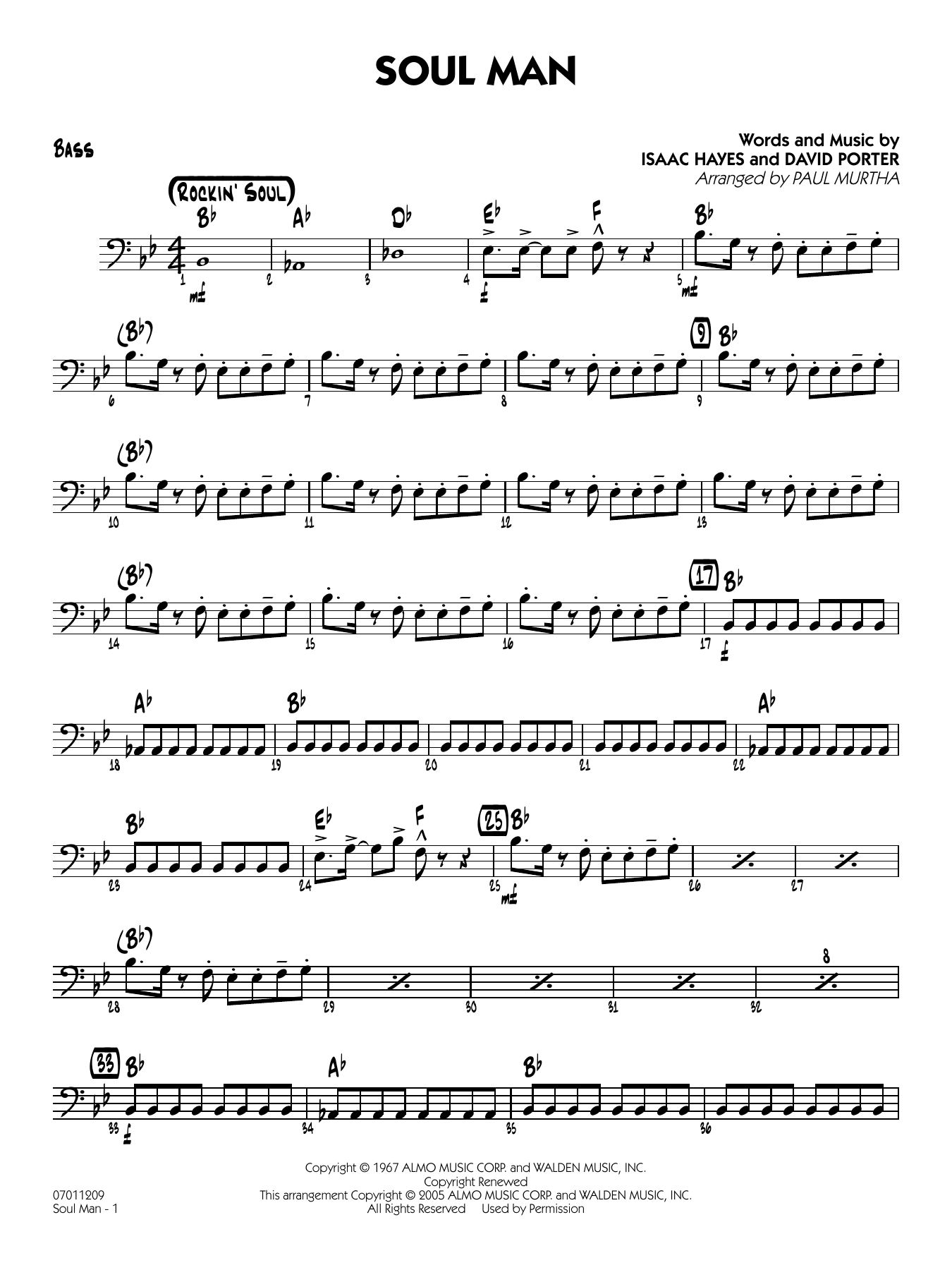 Soul Man (arr. Paul Murtha) - Bass