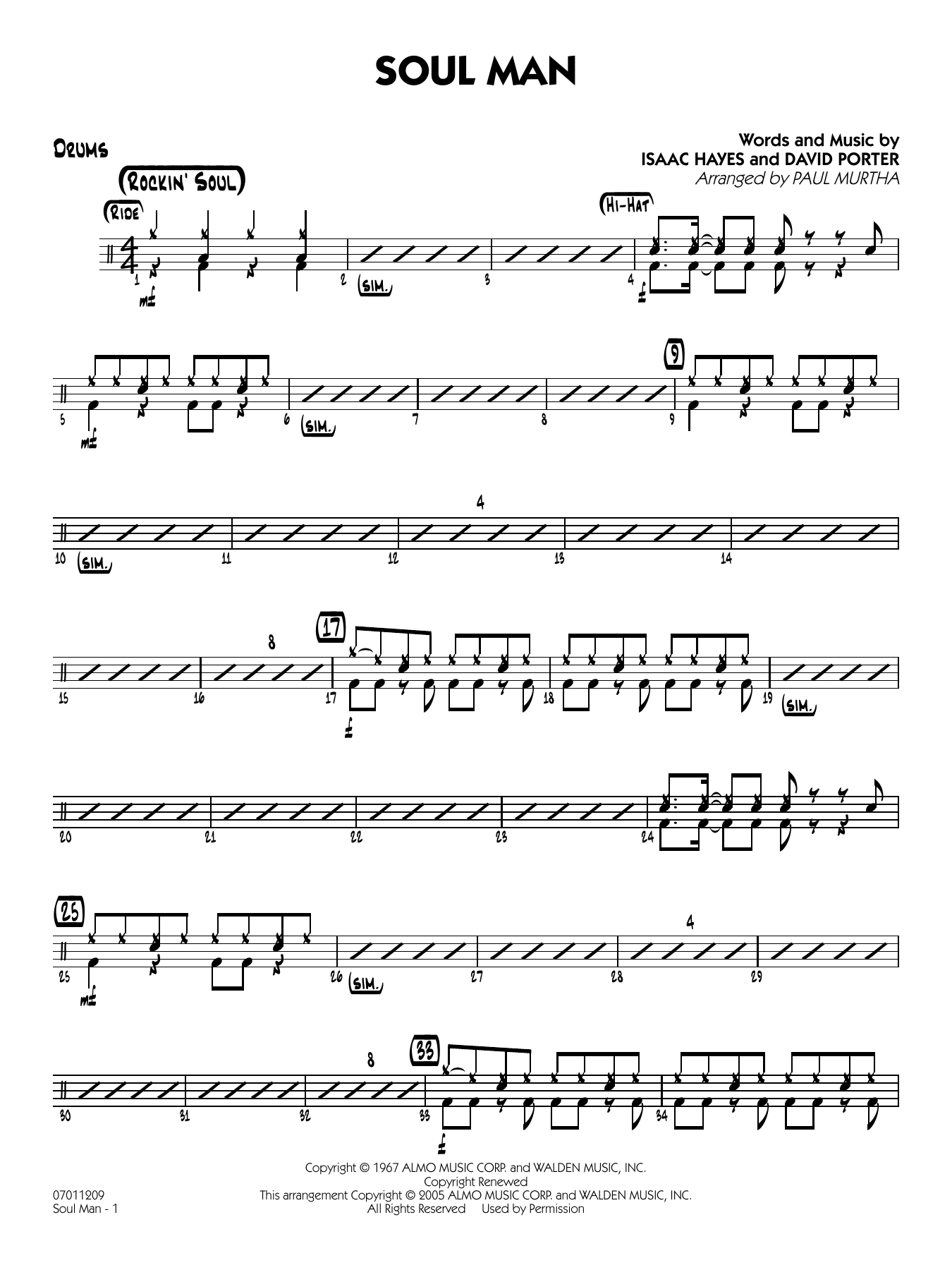 Soul Man (arr. Paul Murtha) - Drums