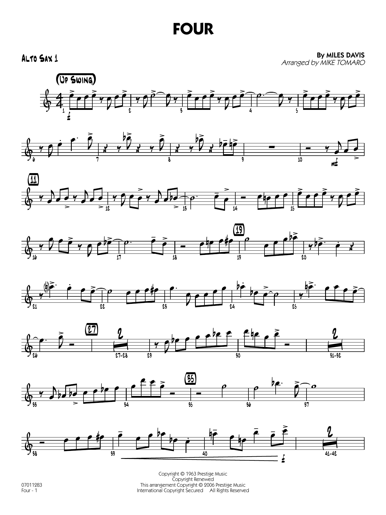 Four (arr. Mike Tomaro) - Alto Sax 1