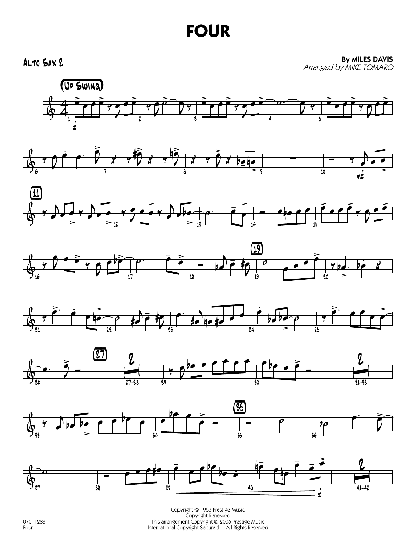 Four (arr. Mike Tomaro) - Alto Sax 2