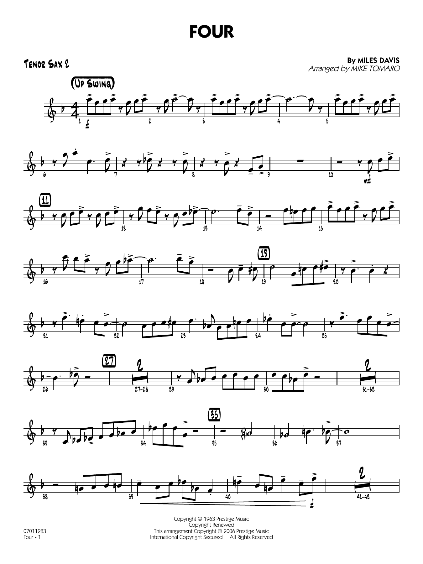 Four (arr. Mike Tomaro) - Tenor Sax 2