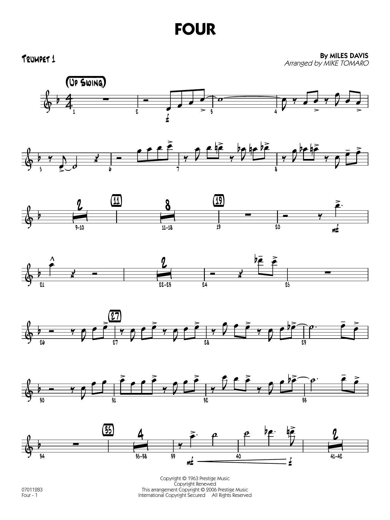 Four (arr. Mike Tomaro) - Trumpet 1