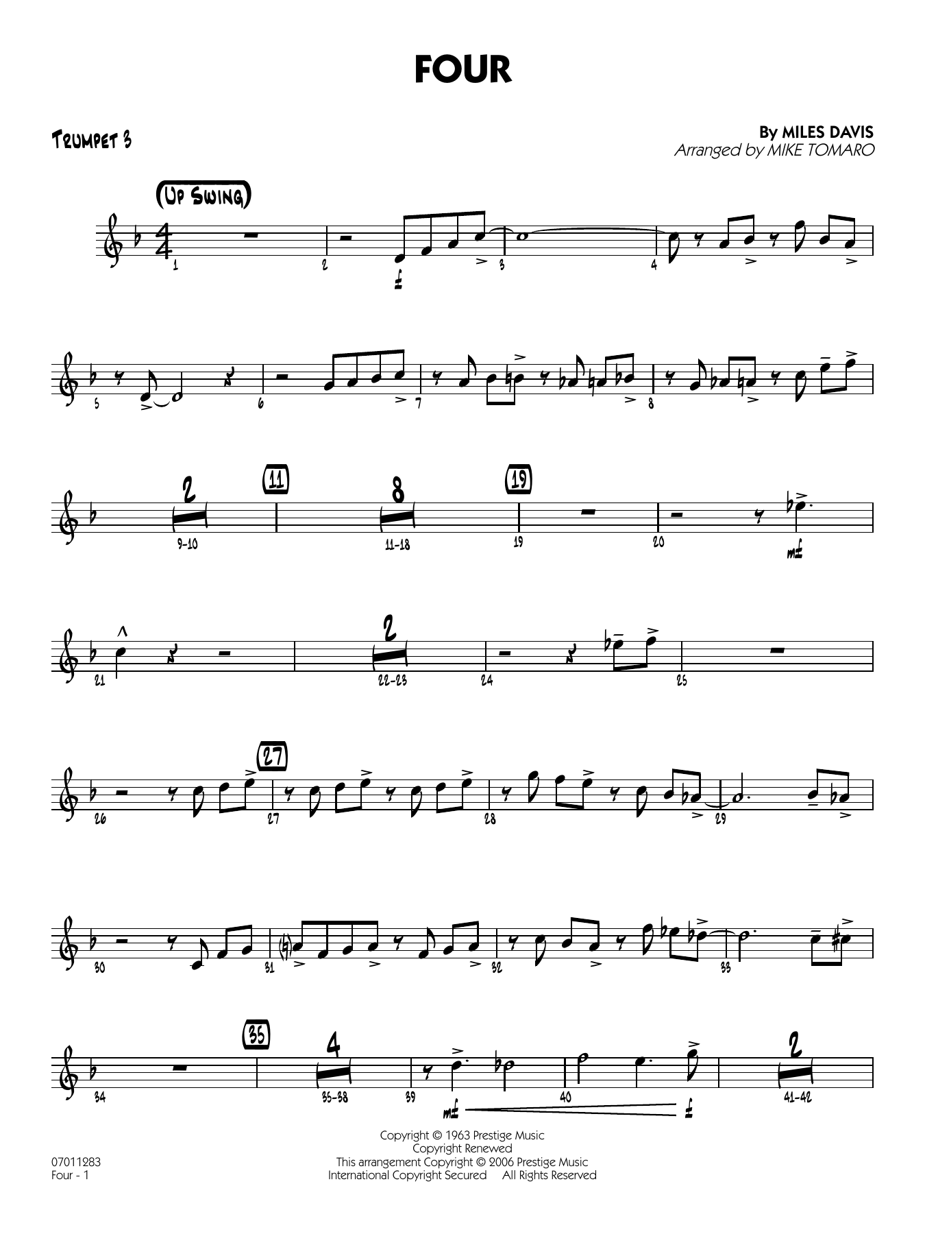 Four (arr. Mike Tomaro) - Trumpet 3