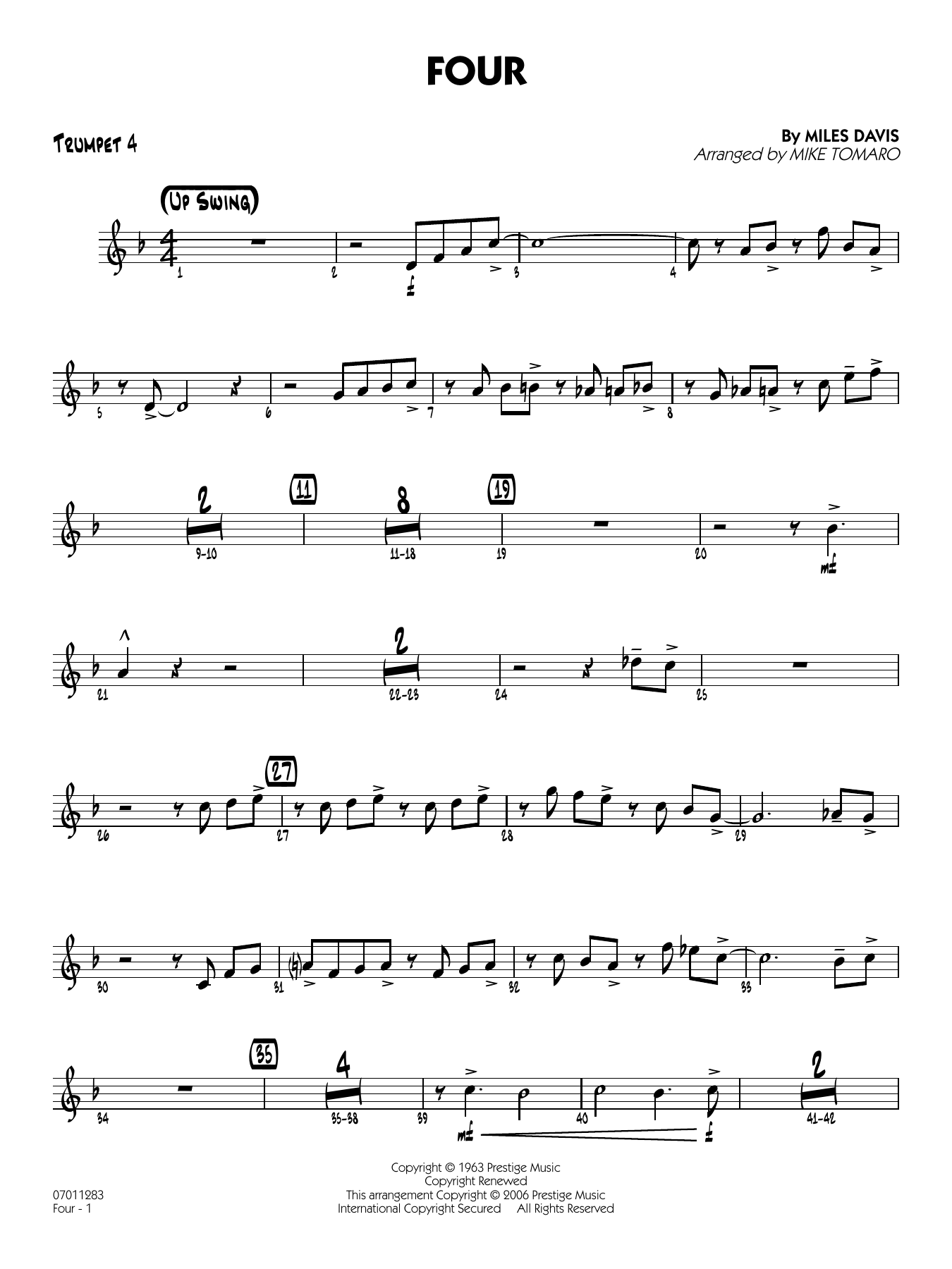 Four (arr. Mike Tomaro) - Trumpet 4