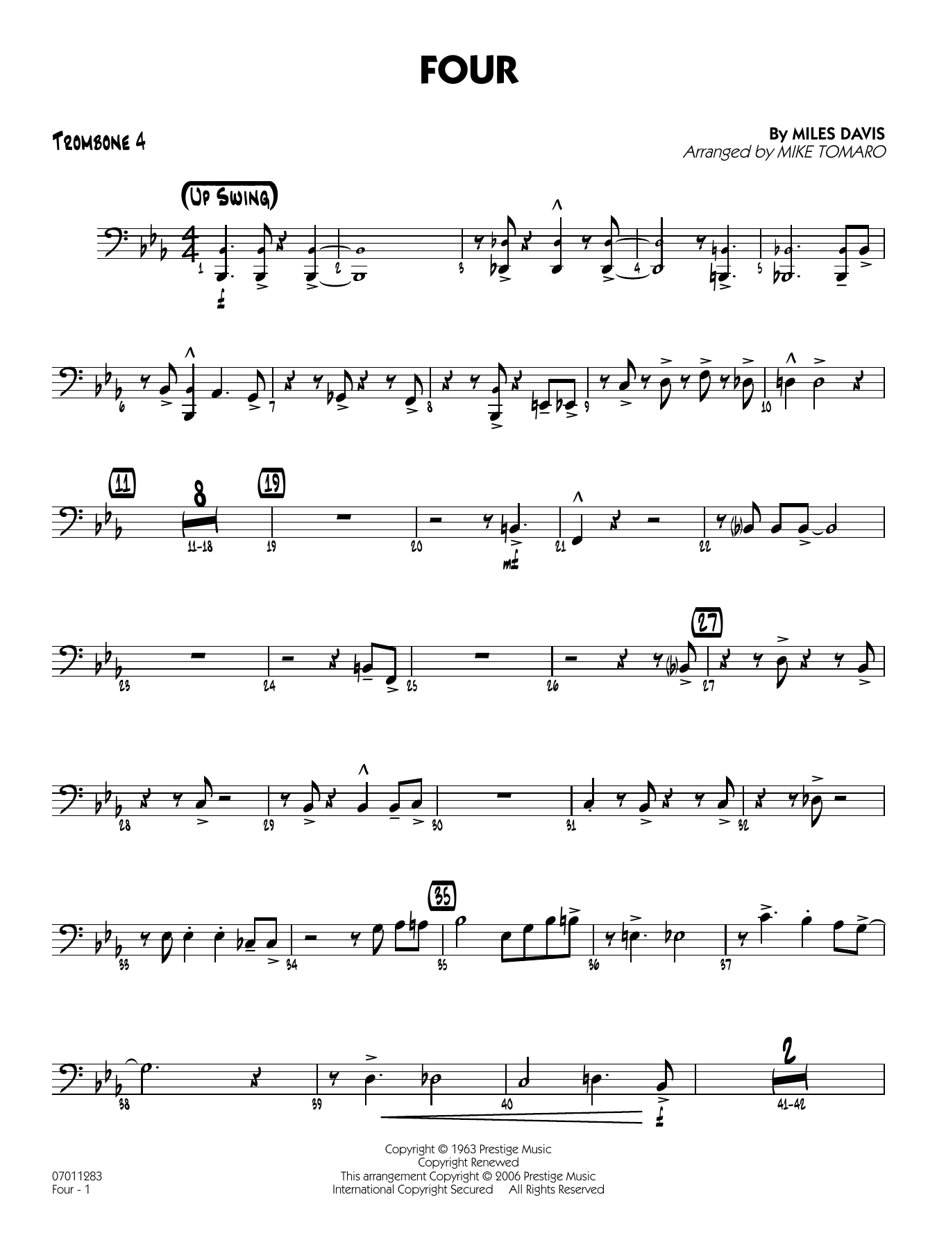 Four (arr. Mike Tomaro) - Trombone 4