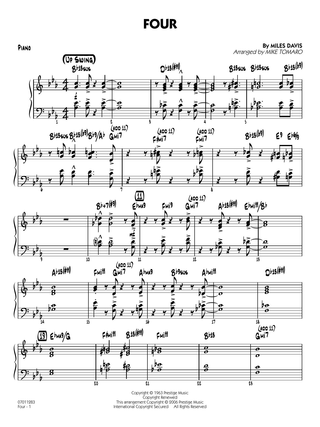 Four (arr. Mike Tomaro) - Piano